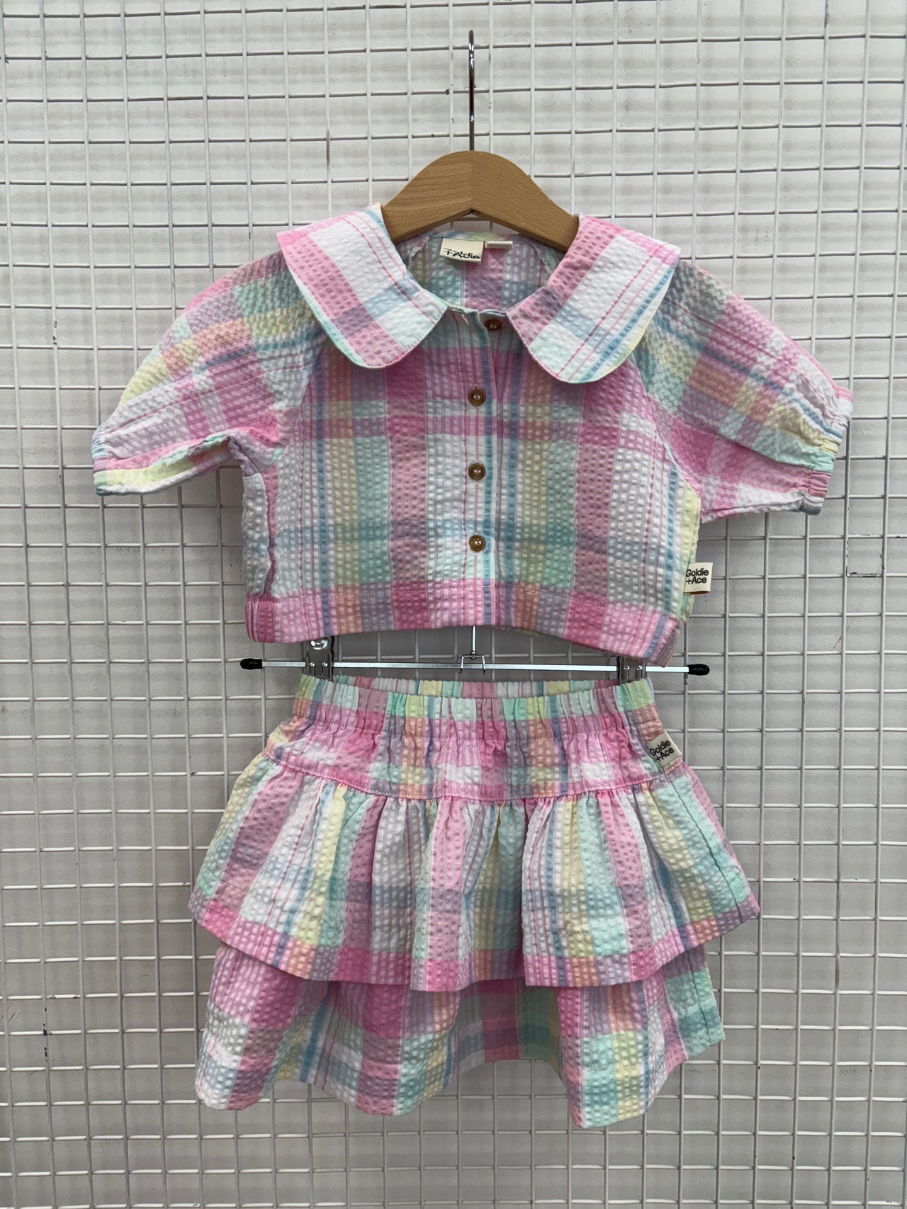 PINK GINGHAM SKIRT/TOP SET - 6-12M