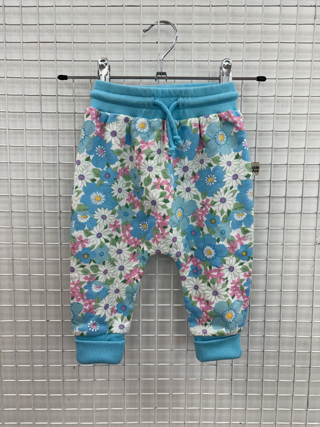 SWEATPANTS BLUE/PINK FLORAL - 6-12M