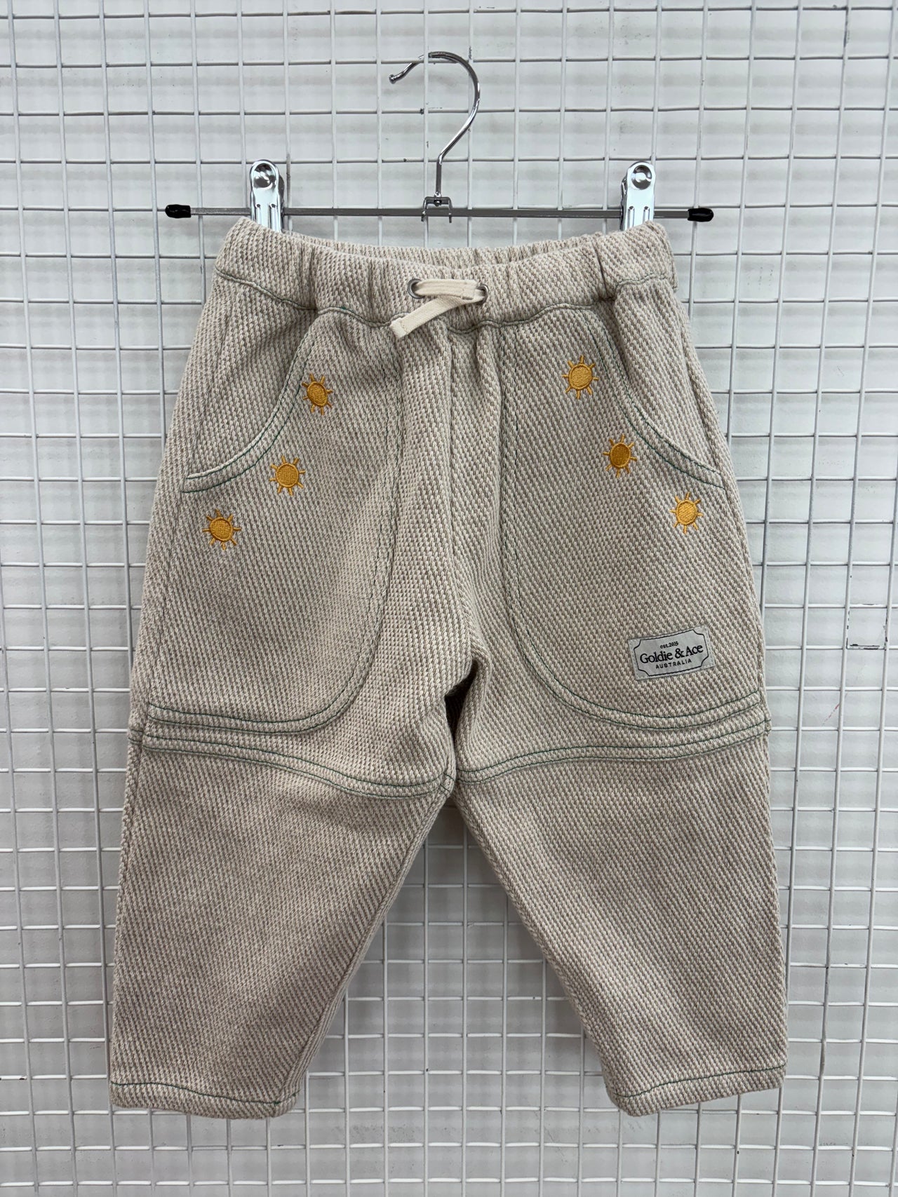 DREW EMBROIDERED SUN PANTS - 4Y