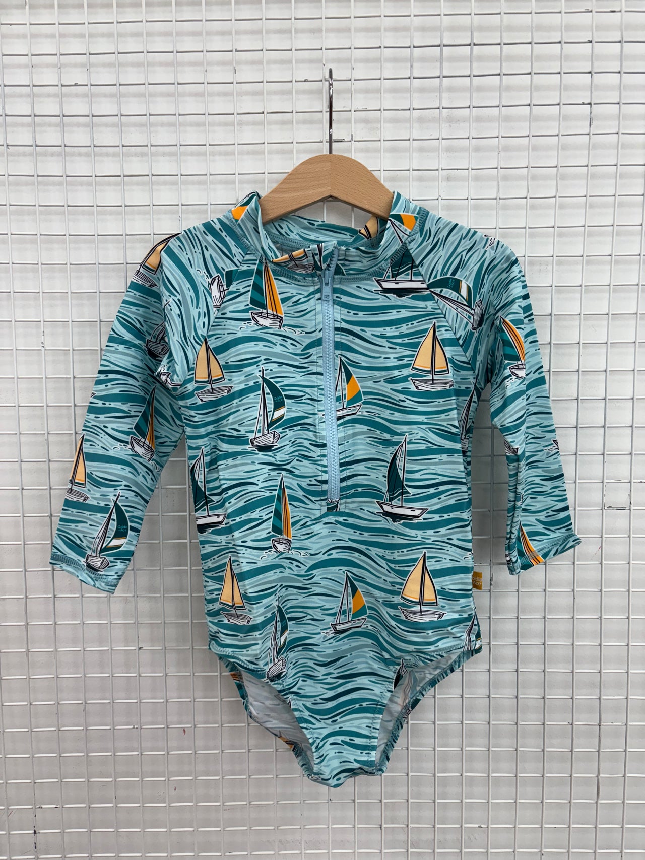 YACHT CLUB ZIP UP SUNSUIT OCEAN - 6Y