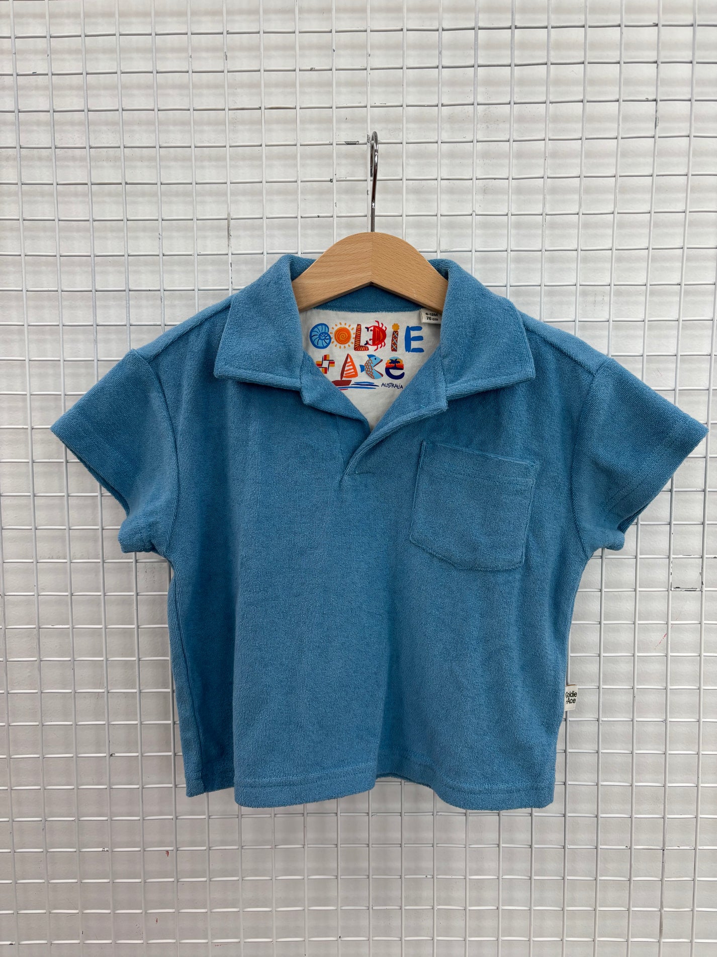 OVERSIZED TERRY POLO - SKY BLUE