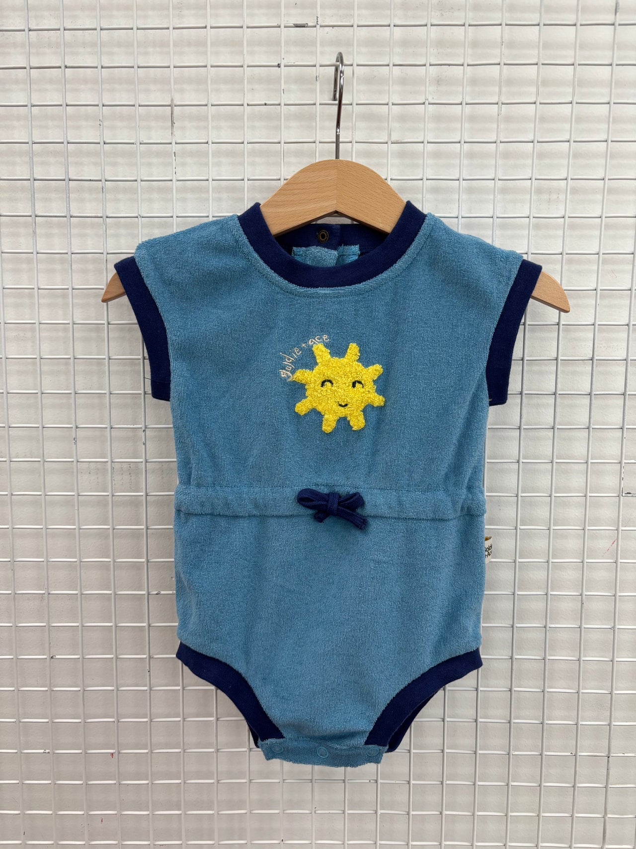 SUNSHINE TERRY TOWELLING ROMPER - SKY BLUE