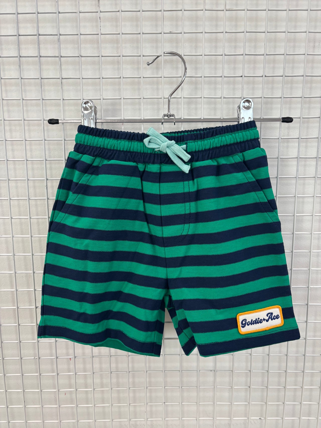 STRIPE NOAH COTTON SHORTS - EMERALD/NAVY