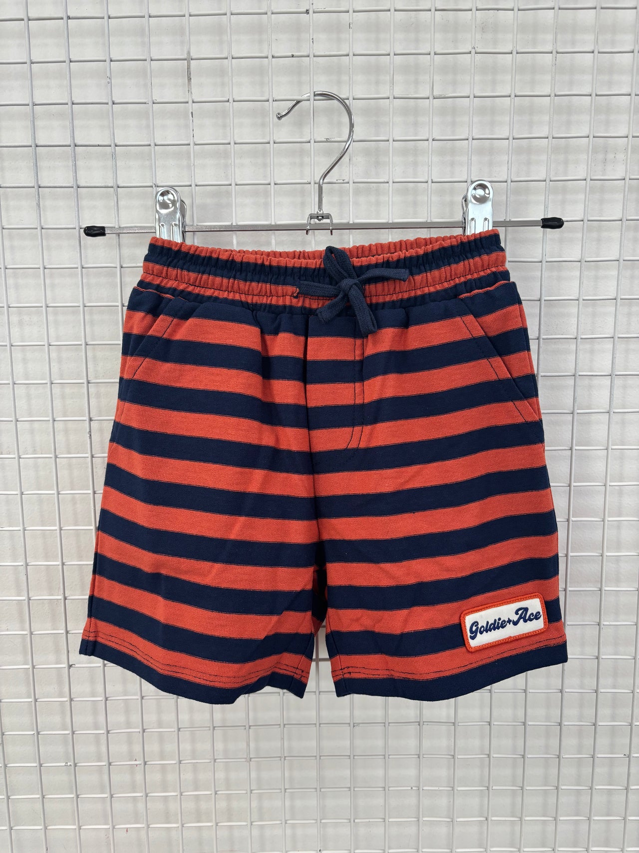 STRIPE NOAH COTTON SHORTS - RUST/NAVY