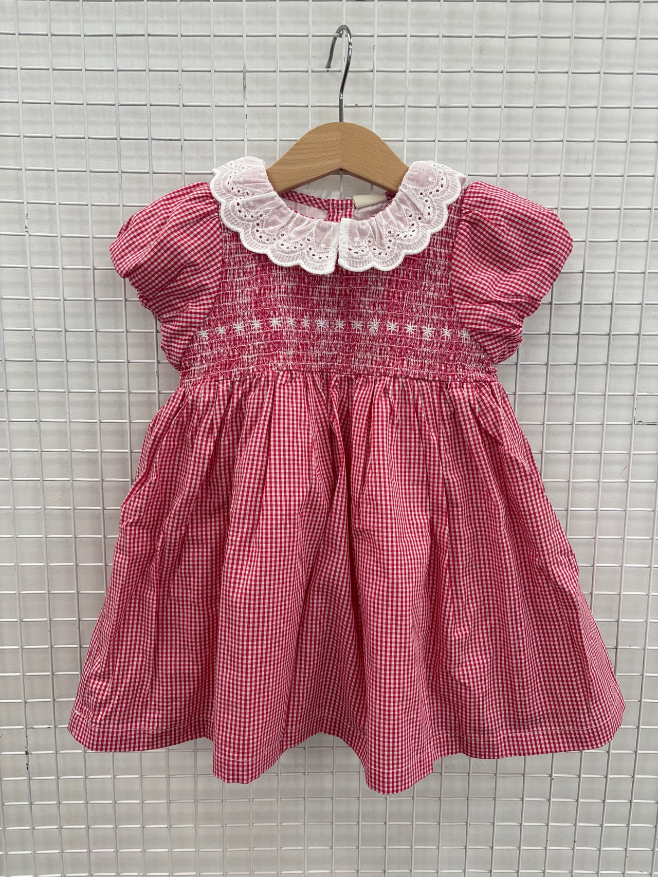 FLO SMOCKED DRESS - RUBY GINGHAM