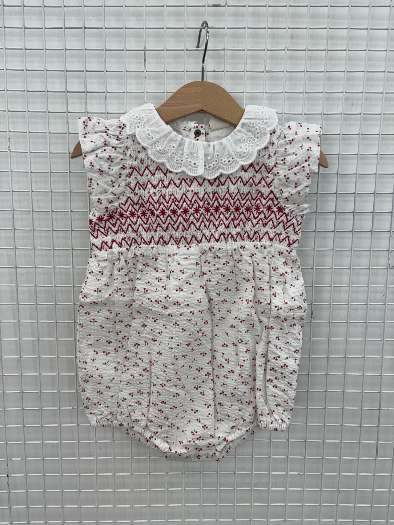 LANI SMOCKED ROMPER - CHERRY COLA