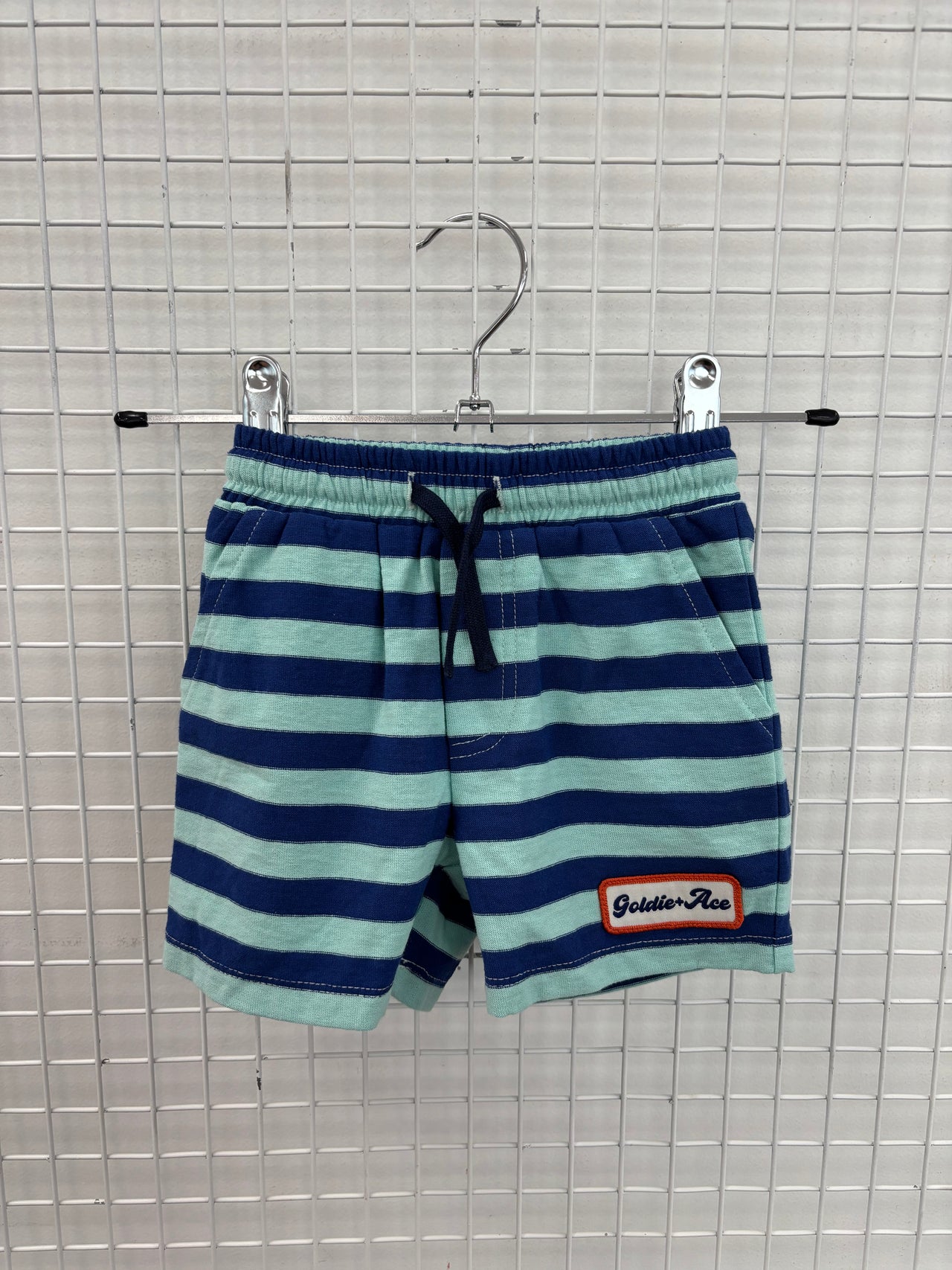 COTTON STRIPE SHORTS BLUE/GREEN - 6-12M