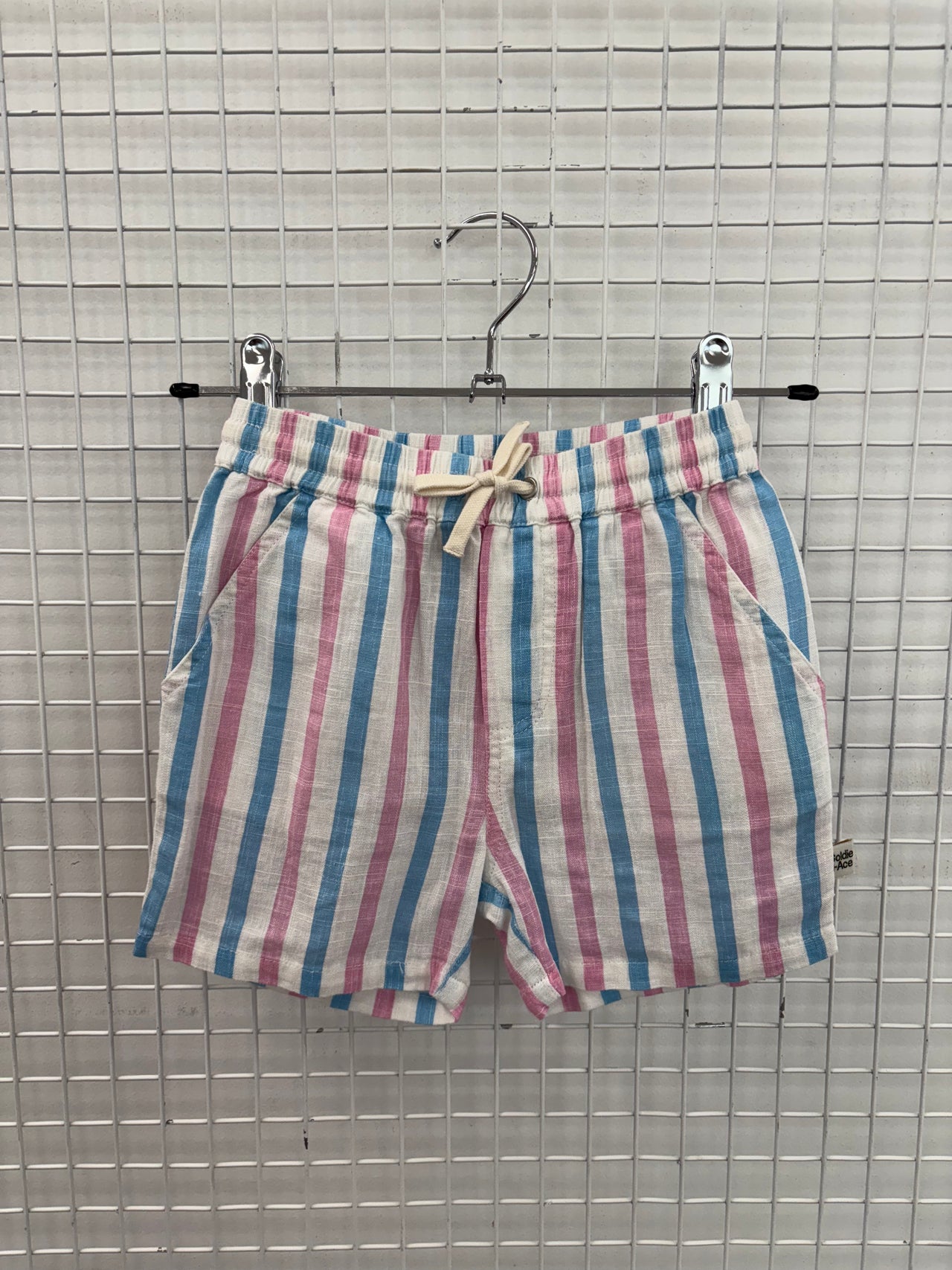 PLAYTIME STRIPE LINEN SHORTS W WHITE TIE -2Y