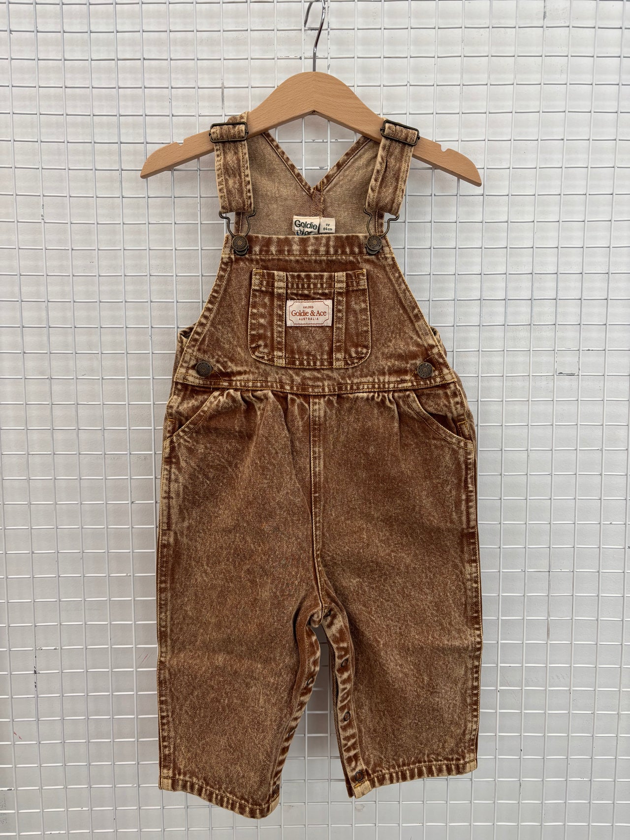 AUSTIN DENIM OVERALLS - BROWN