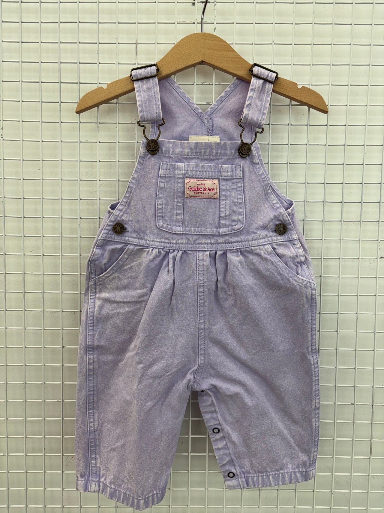 AUSTIN DENIM OVERALLS MAUVE - 3-6M