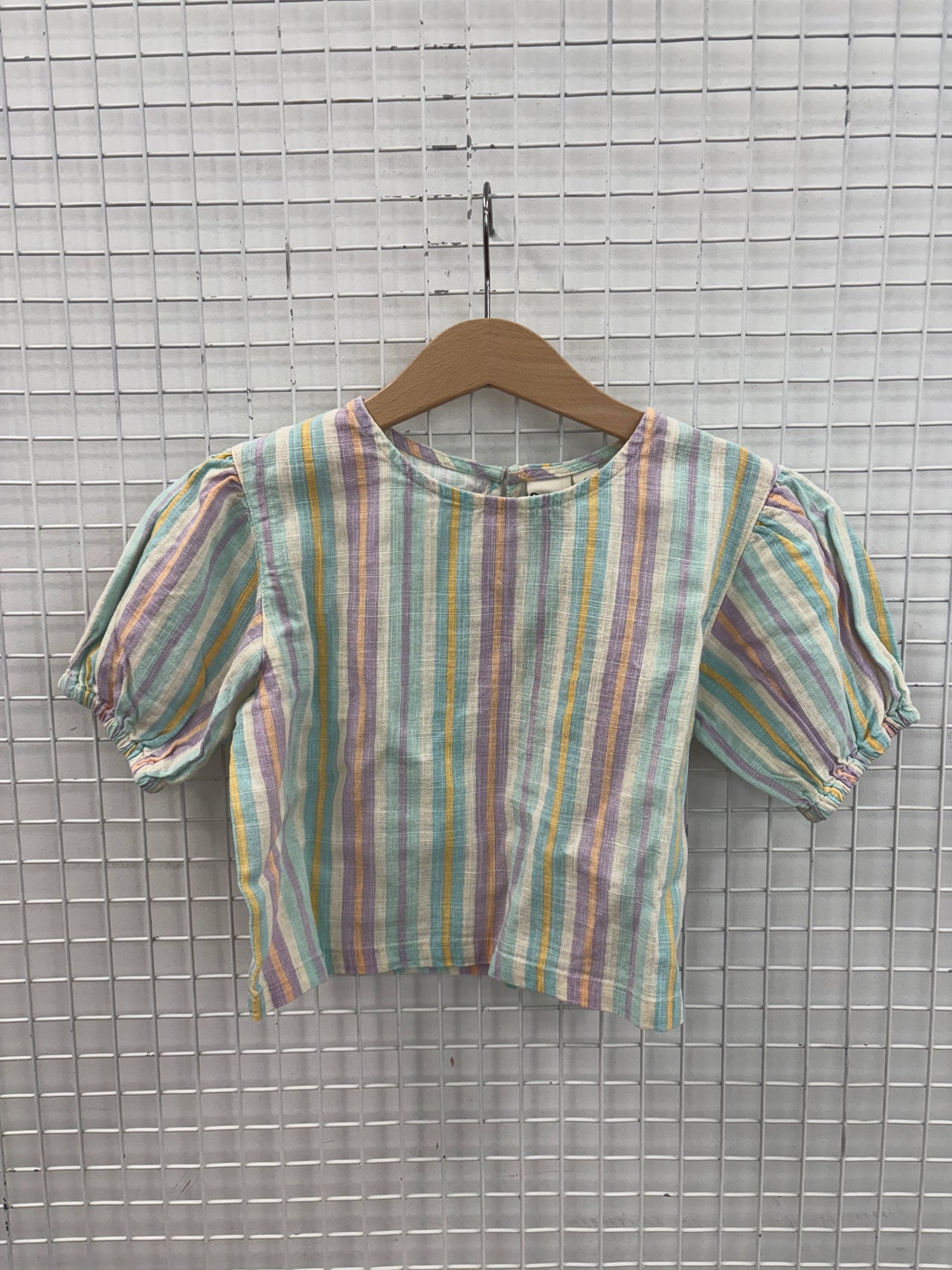 PUFF SLEEVE LINEN TOP - RESORT STRIPE