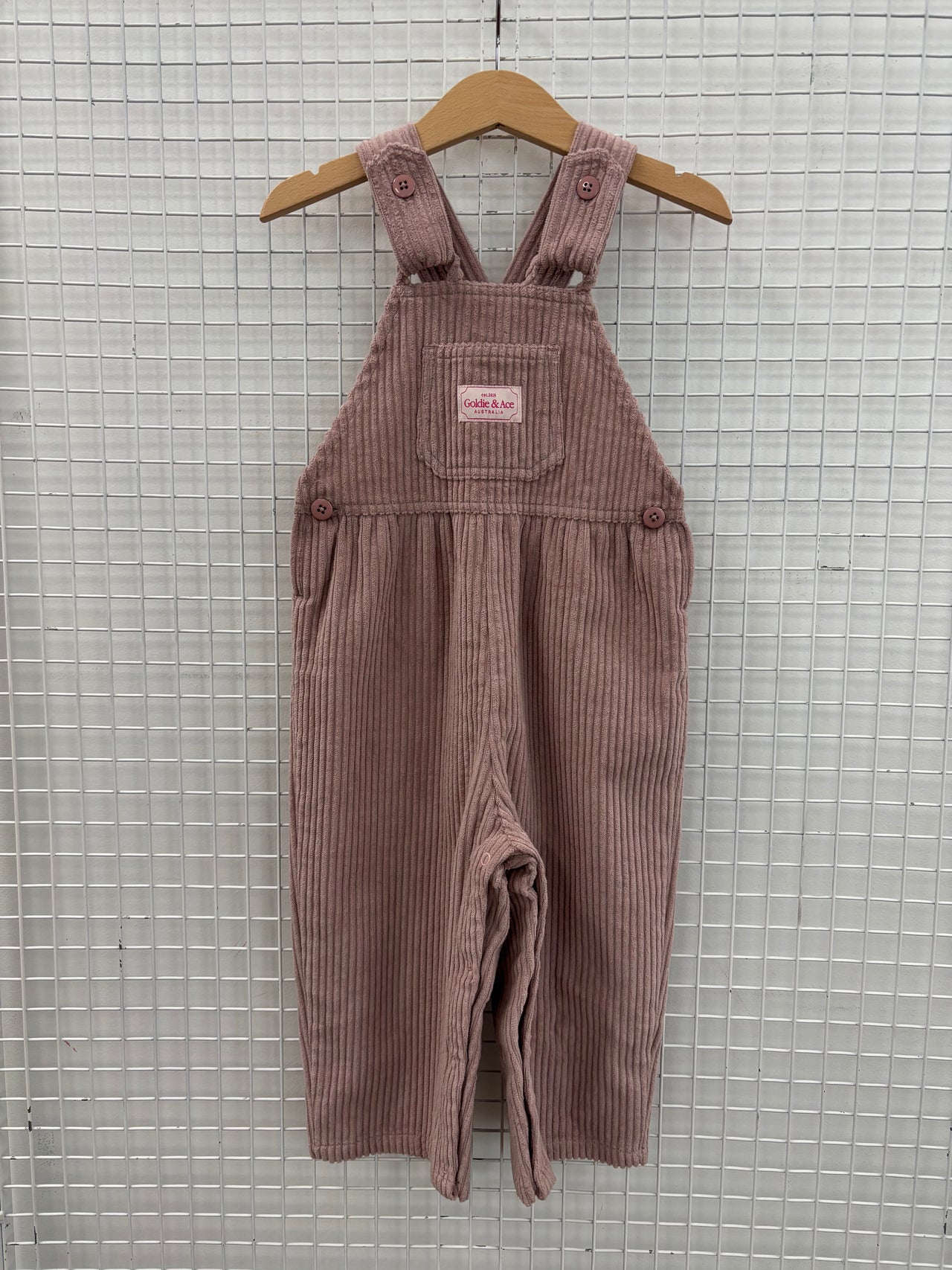 SAMMY CORDUROY OVERALLS DUSTY PINK - 2Y