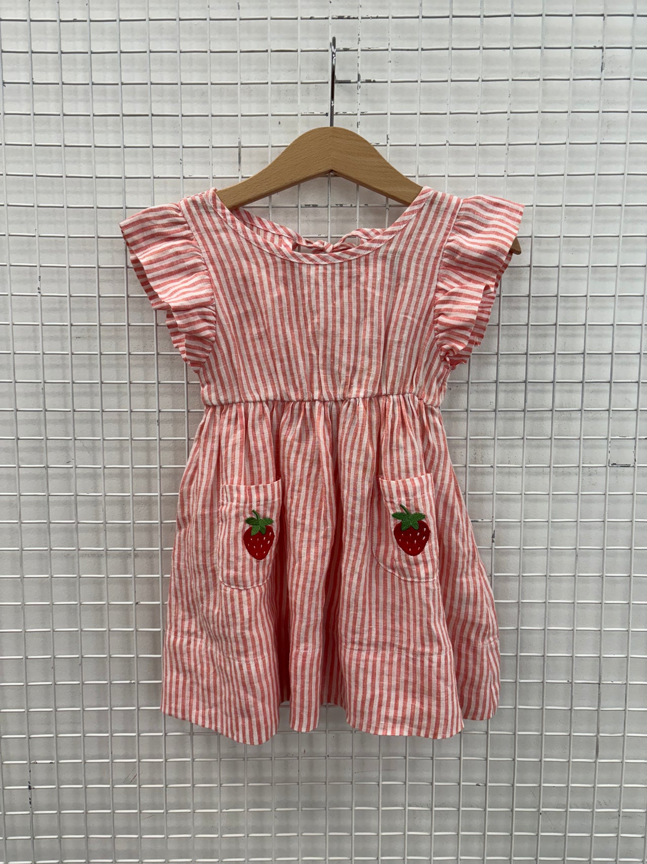 LYLA LINEN STRAWBERRY DRESS - RED STRIPE