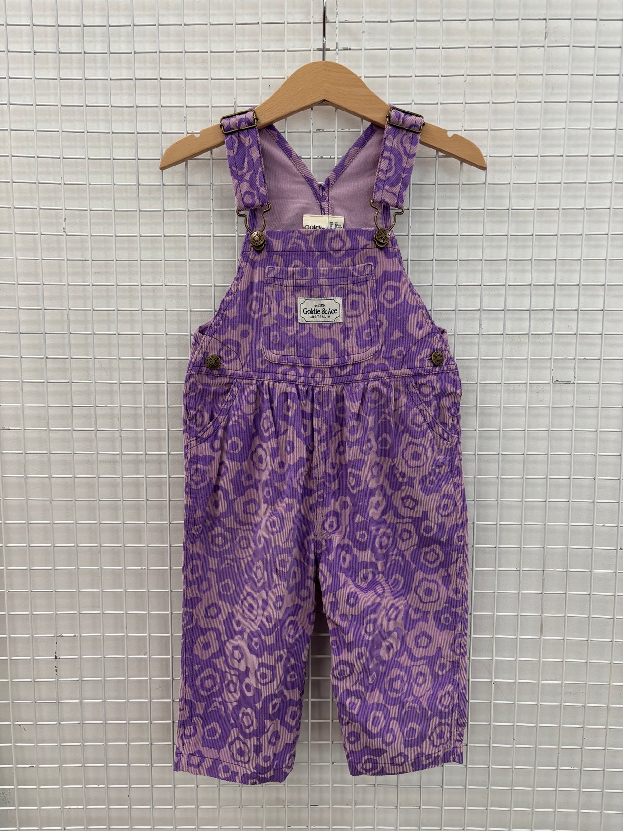 AUSTIN CORDUROY OVERALLS KALEIDOSCOPE PURPLE - 1Y (SMALL BLACK MARK)