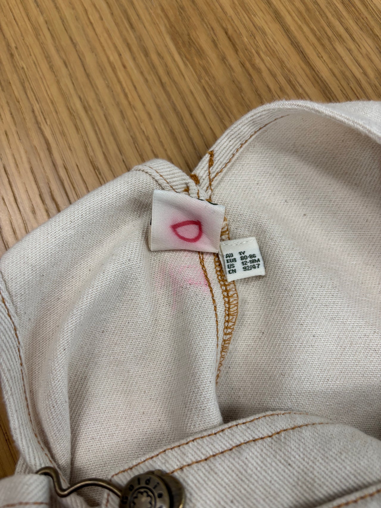 BURTON DENIM OVERALLS OAT - 1Y (RED TEXTA MARK)