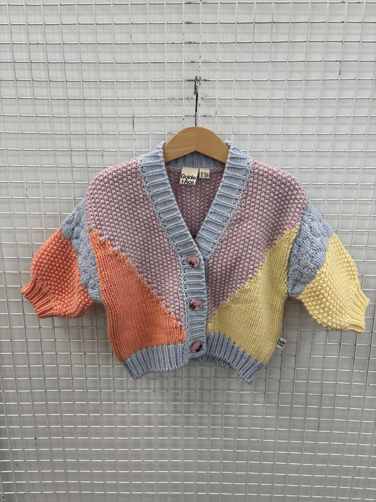 COLOUR BLOCK KNIT CARDIGAN - 1Y