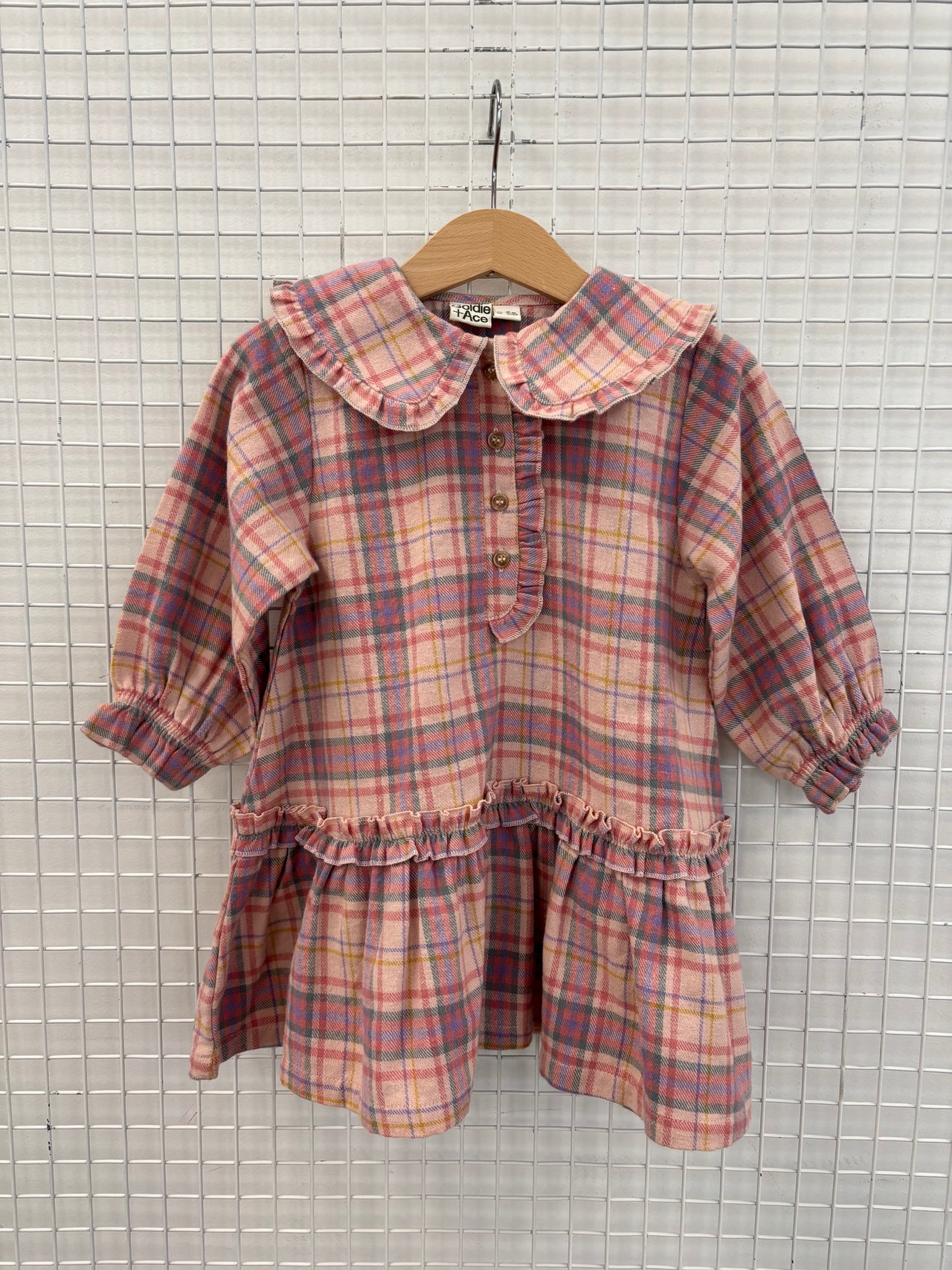 DIANA COLLARED CHECK DRESS - 1Y