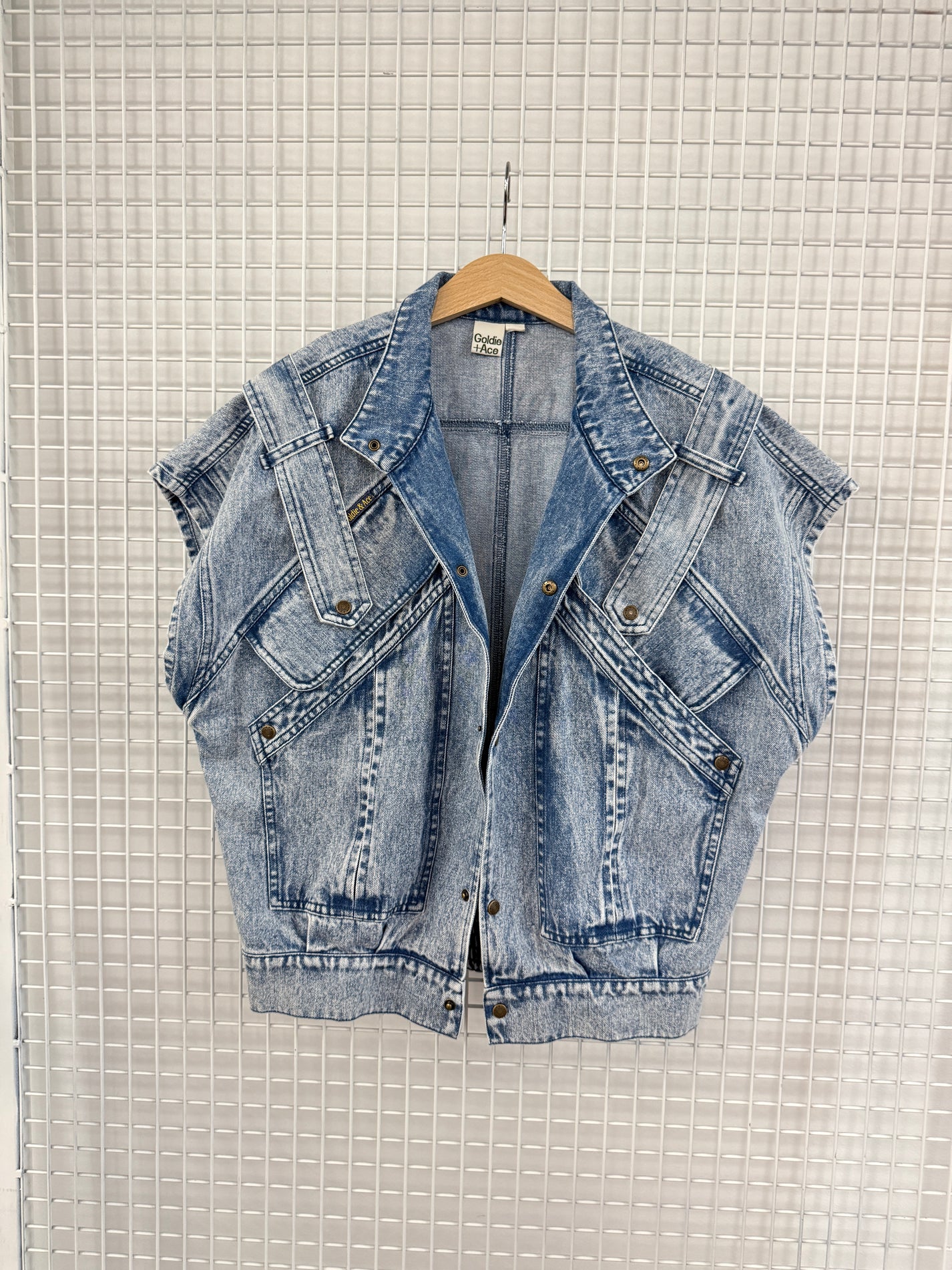 OVERSIZED VINTAGE WASHED DENIM VEST - 8Y