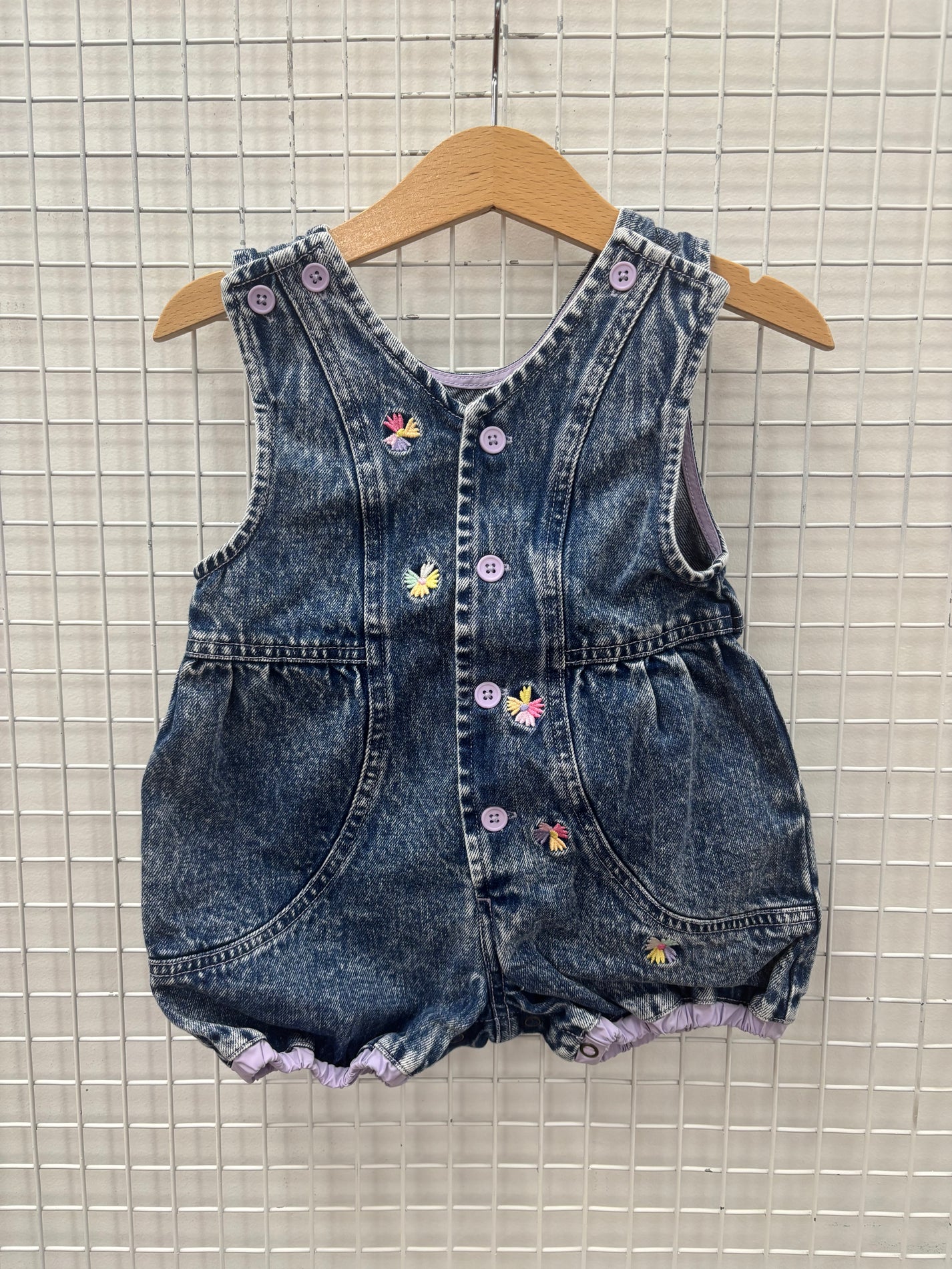 DENIM ROMPER 6-12M (MISSING 1 BUTTON HOLE)