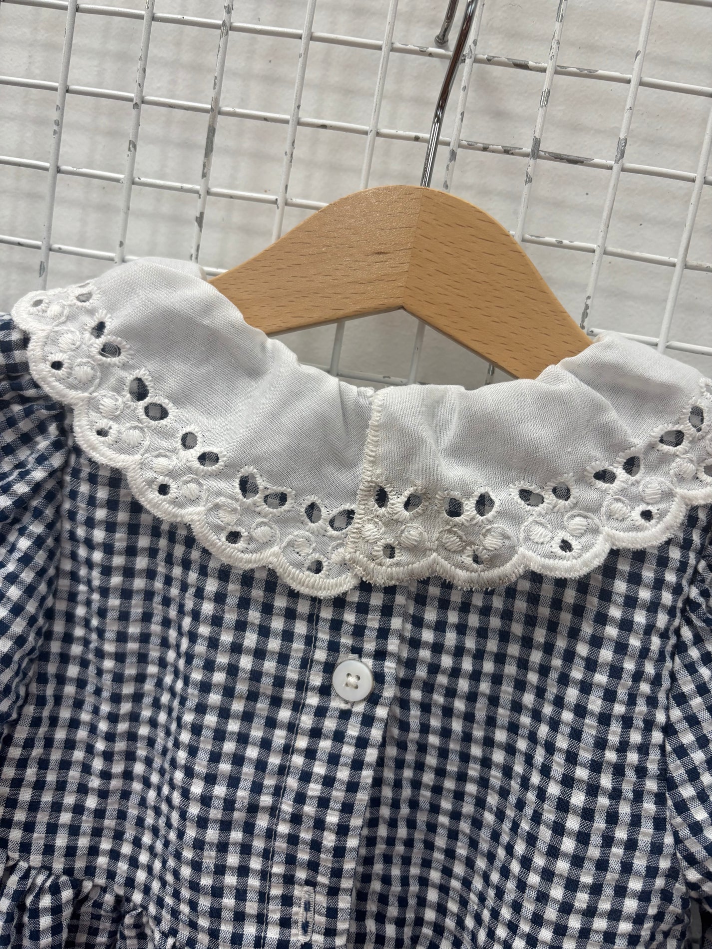 GINGHAM COLLARED DRESS 6-12M (STAINED BACK COLLAR)
