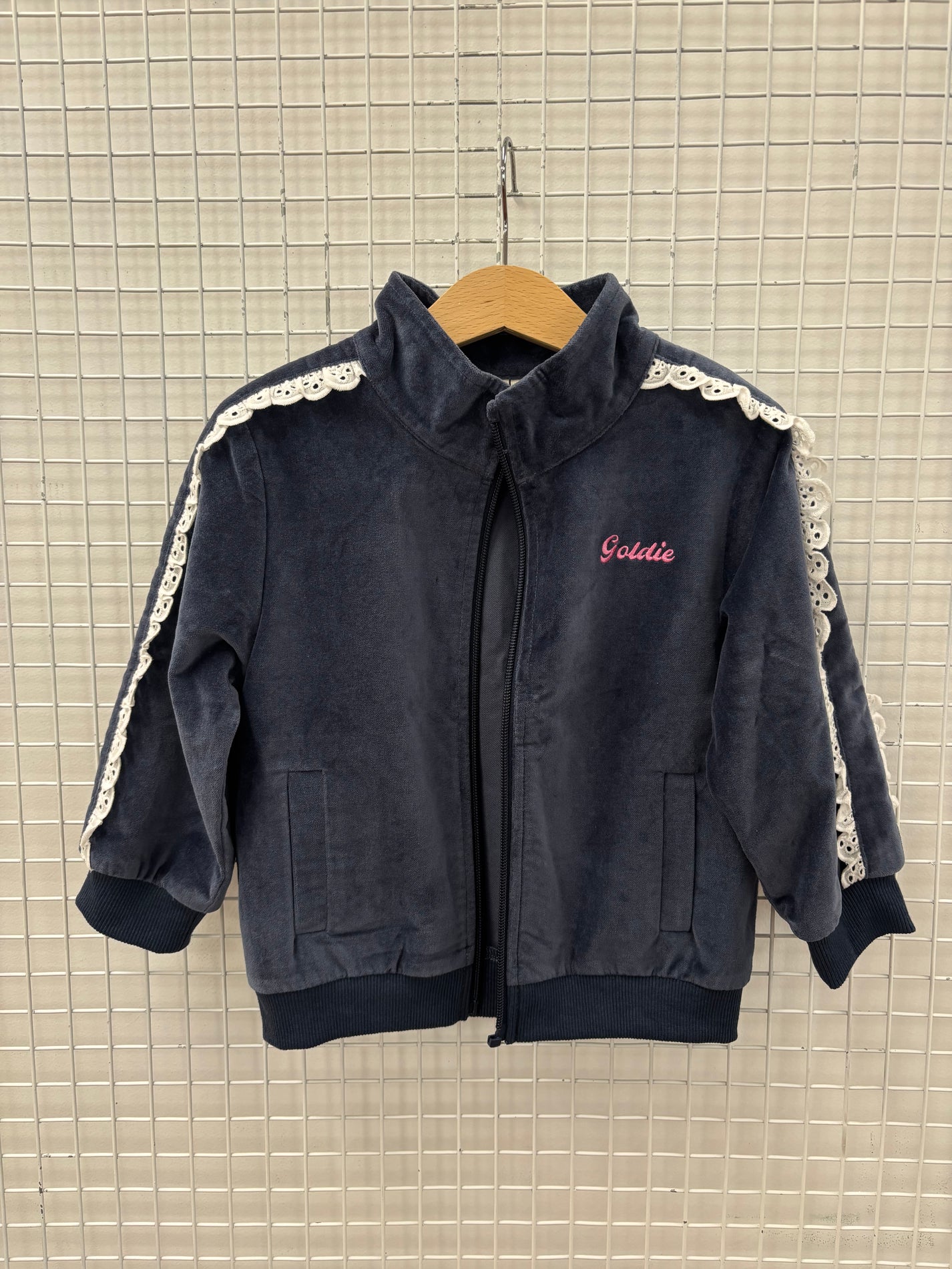VELOUR BRODERIE JACKET 2Y (MISSING/BROKEN ZIP)