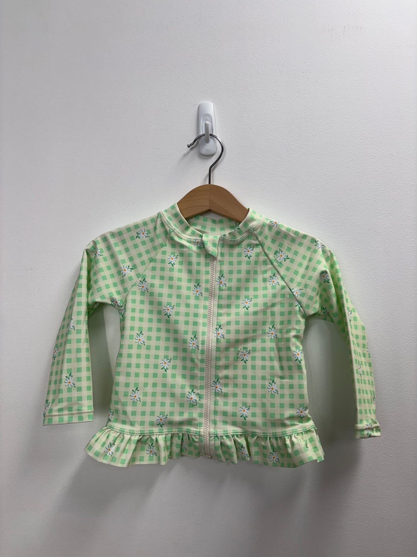 GINGHAM DAISY ZIP UP SWIM VEST