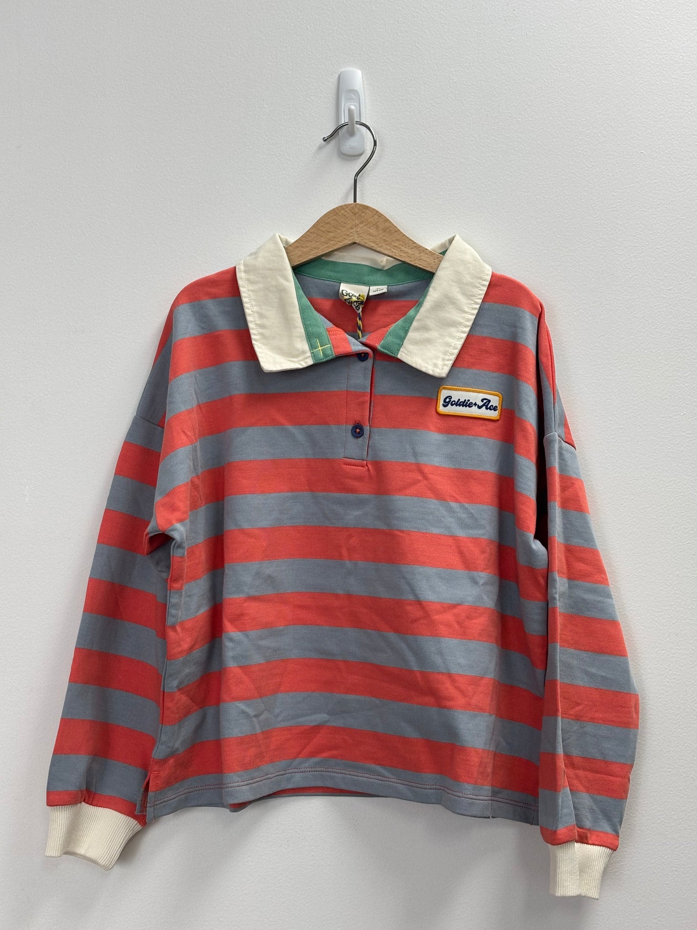 RUGBY STRIPE TERRY SWEAT TOP ORANGE