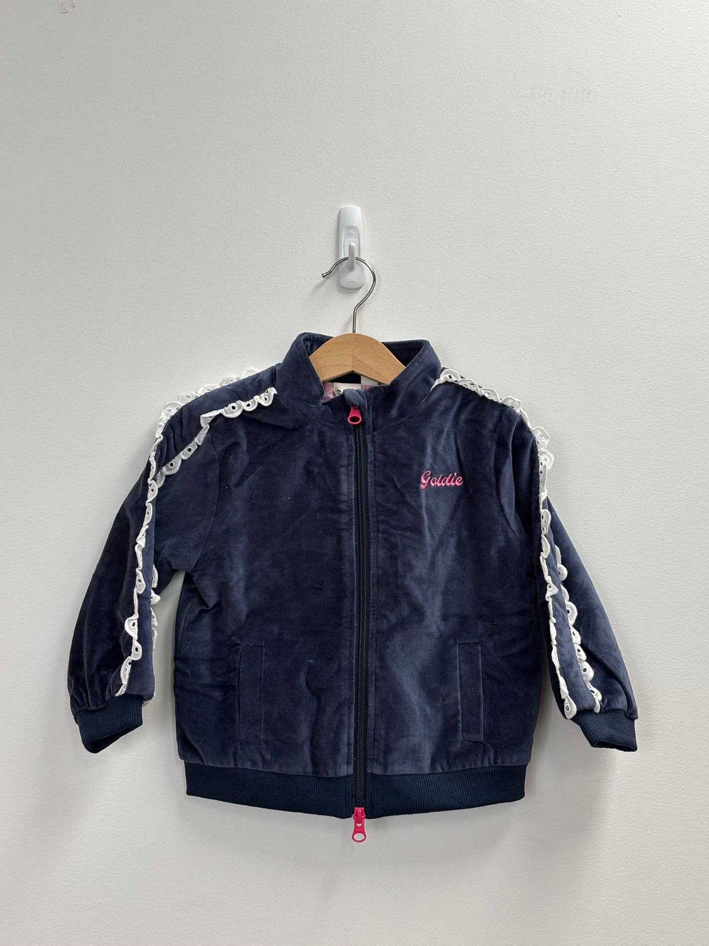 VELOUR BRODERIE SWEAT JACKET