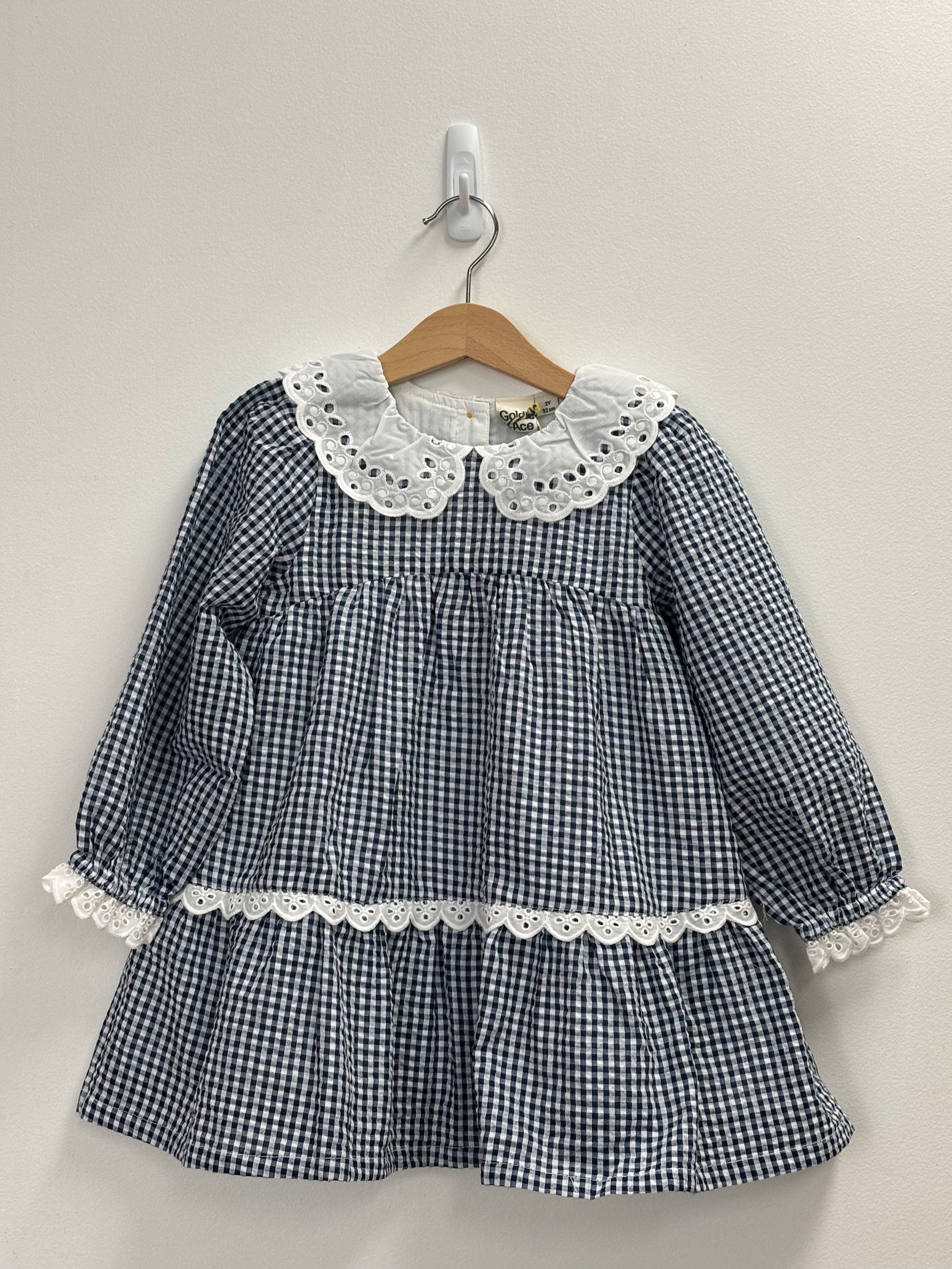GINGHAM COLLARED DRESS