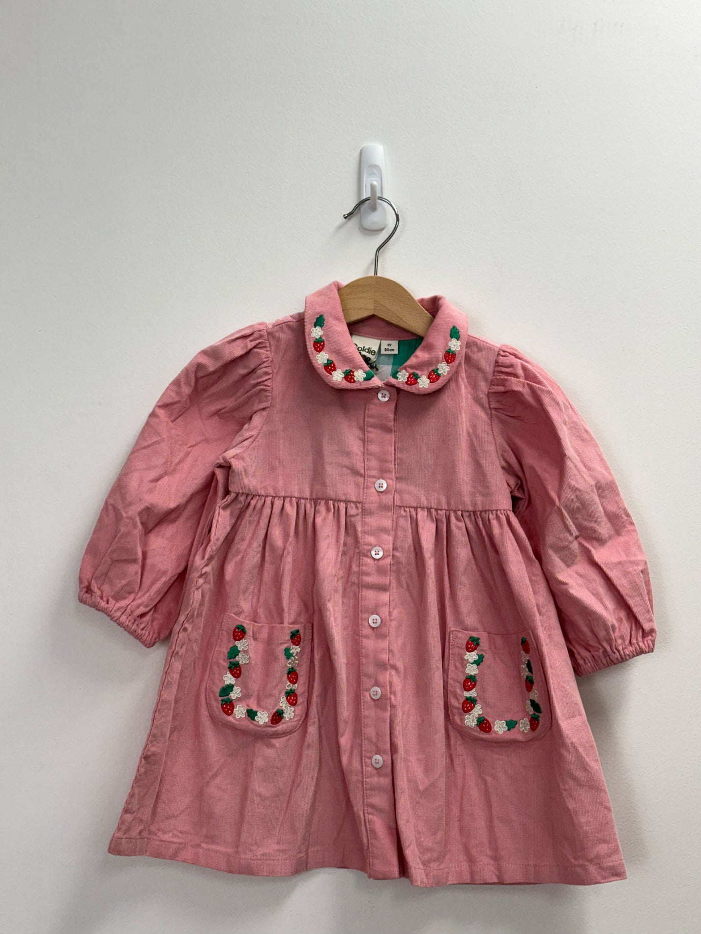 WILD STRAWBERRY CORDUROY COLLAR DRESS