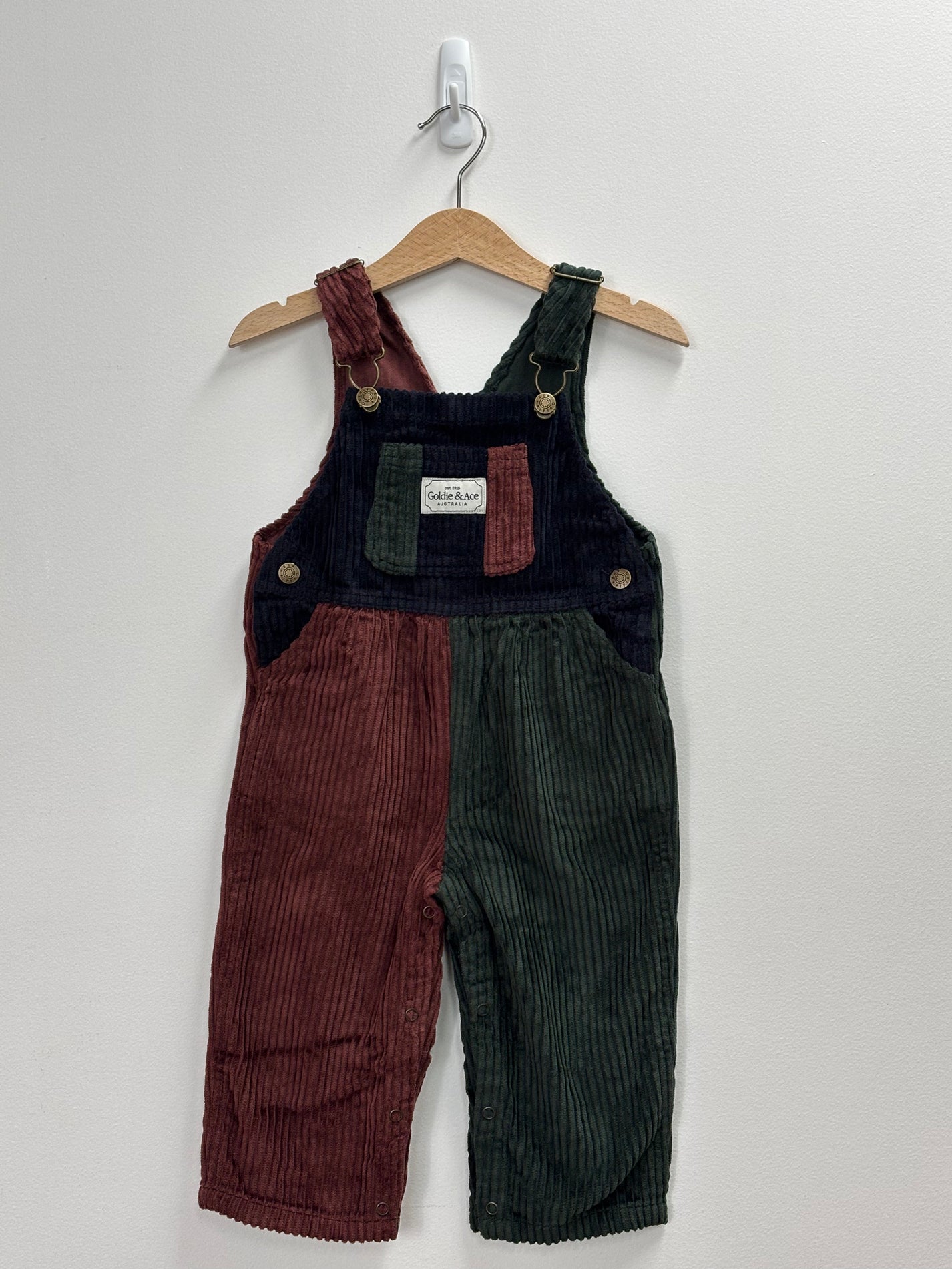 AUSTIN CORDUROY COLOUR BLOCK OVERALLS