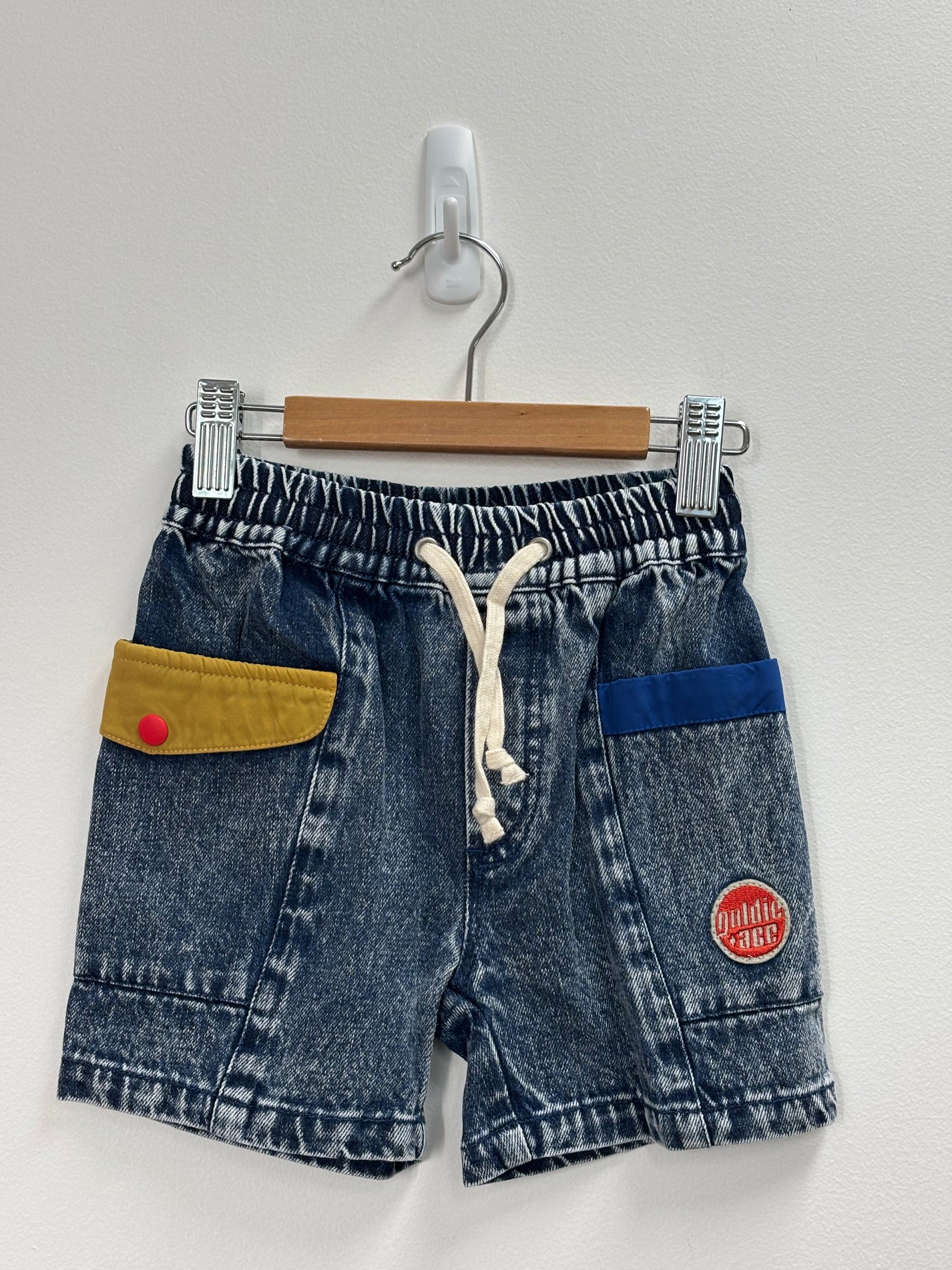 COLOUR BLOCK VINTAGE DENIM SHORTS