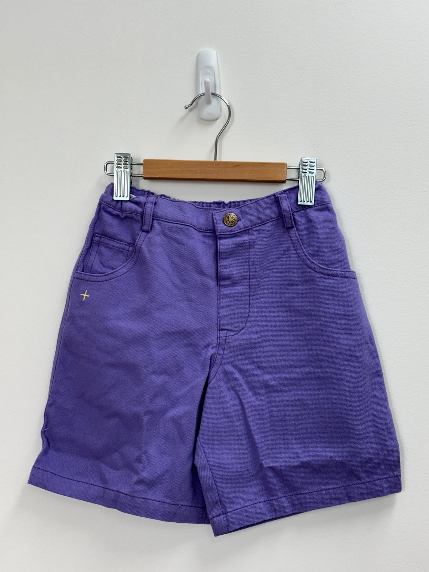 WIDE LEG APPLE DENIM SHORTS