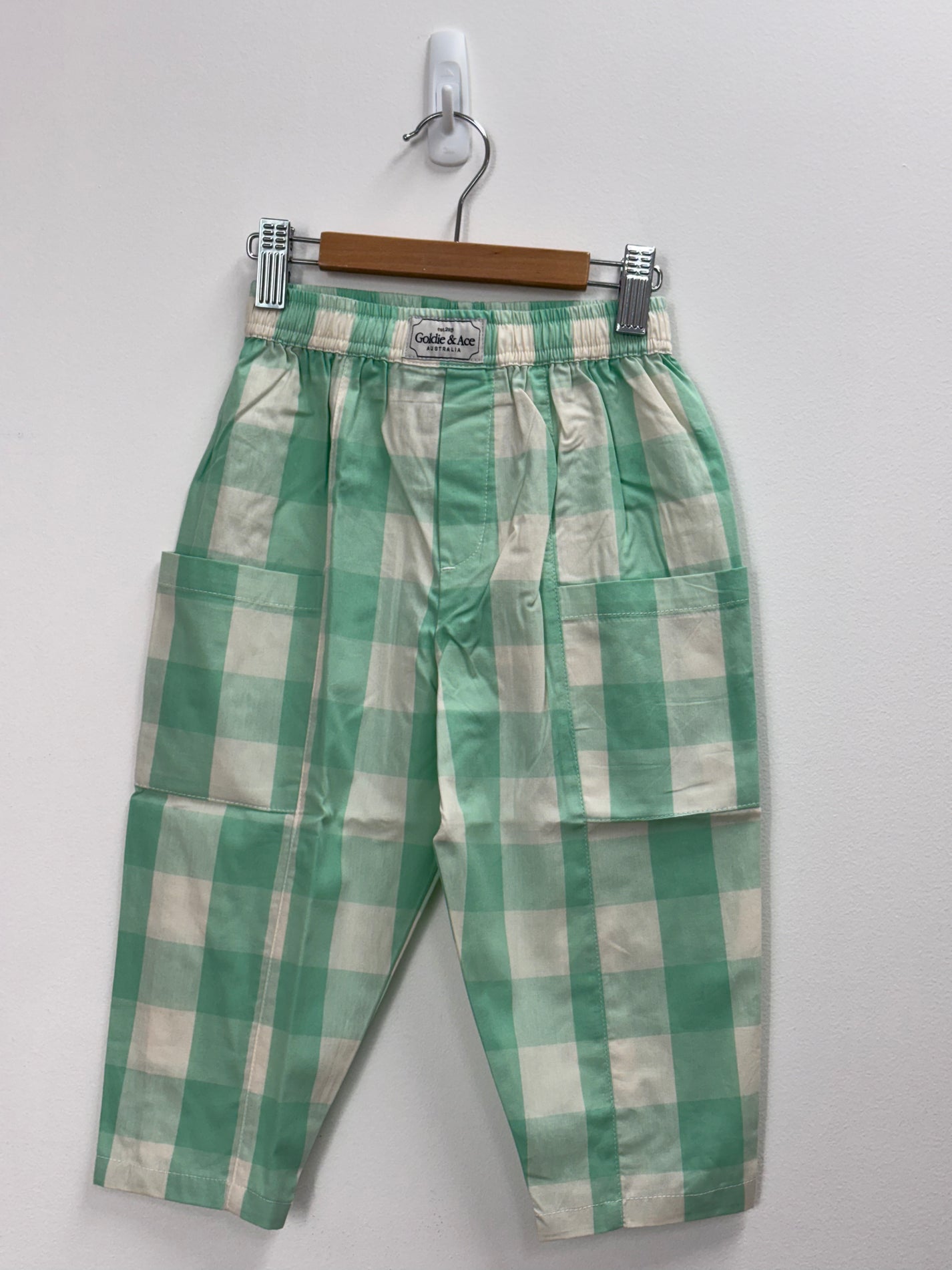 LIGHTWEIGHT GINGHAM KIT POCKET PANT GREEN