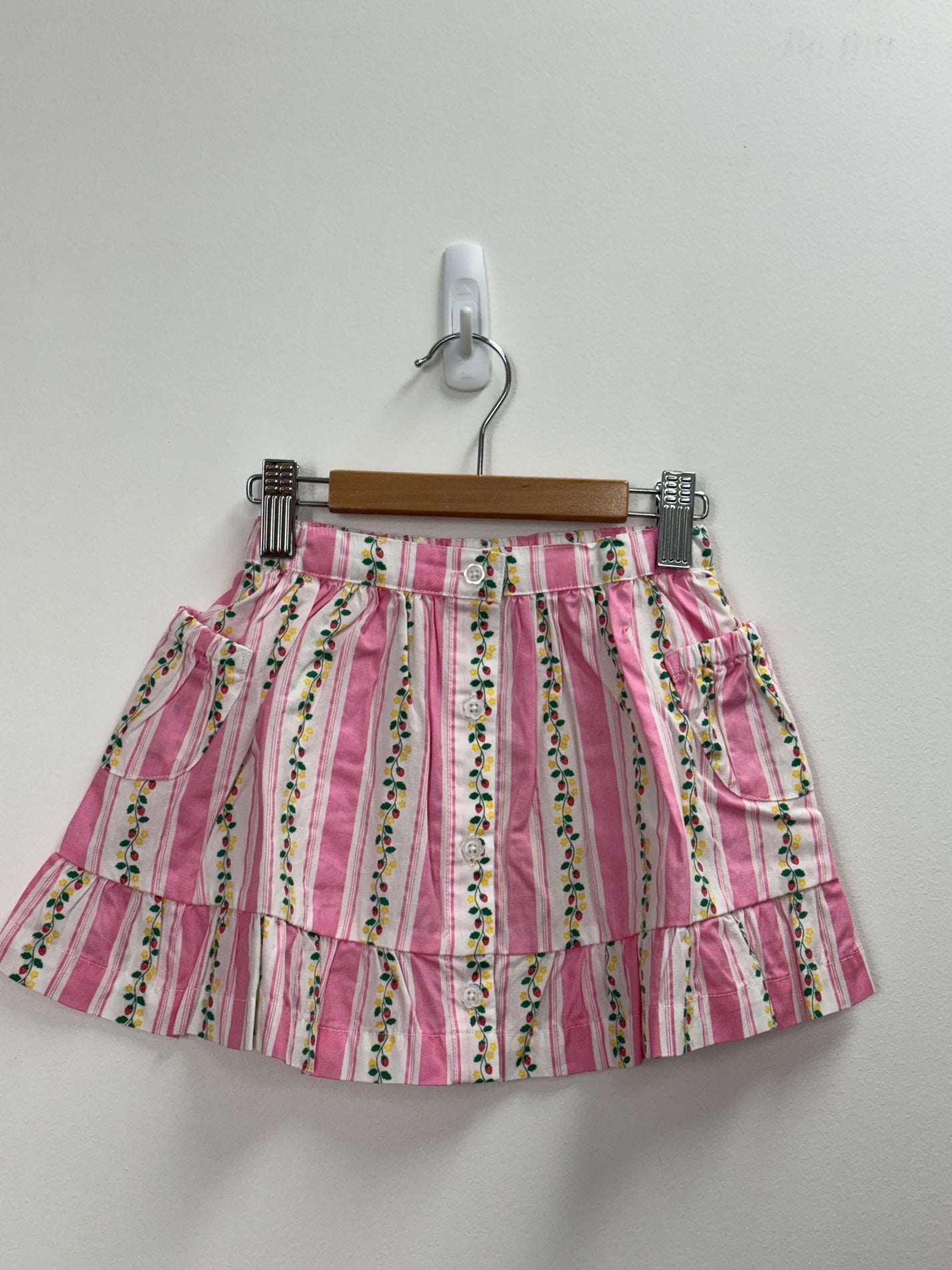 ANTIQUE STRIPE STRAWBERRY PEPLUM SKIRT
