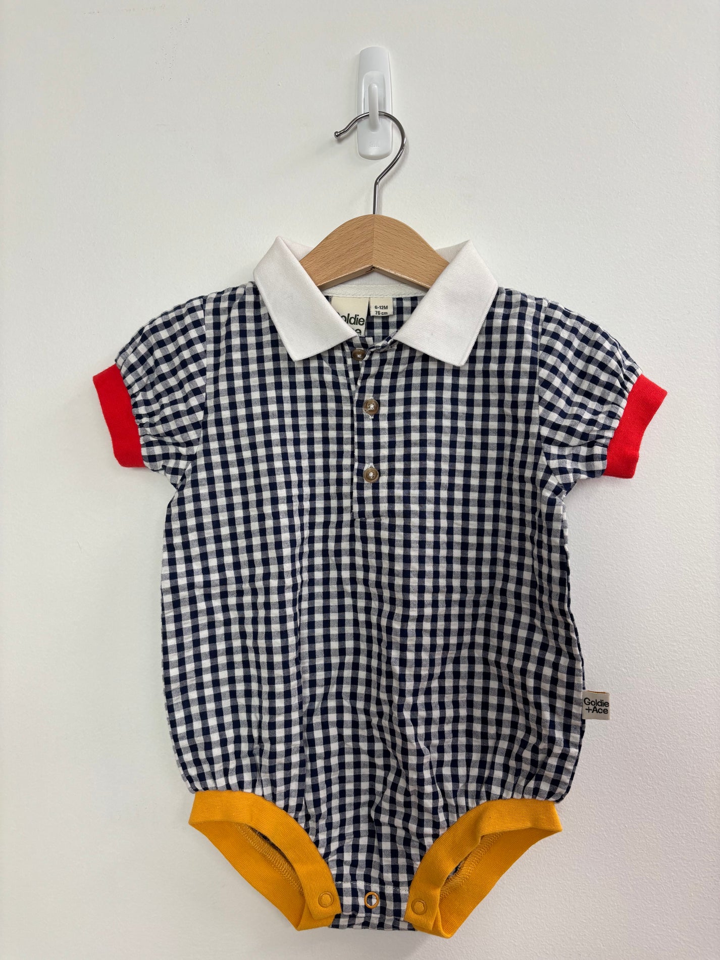 GINGHAM POLO ROMPER - 6-12M