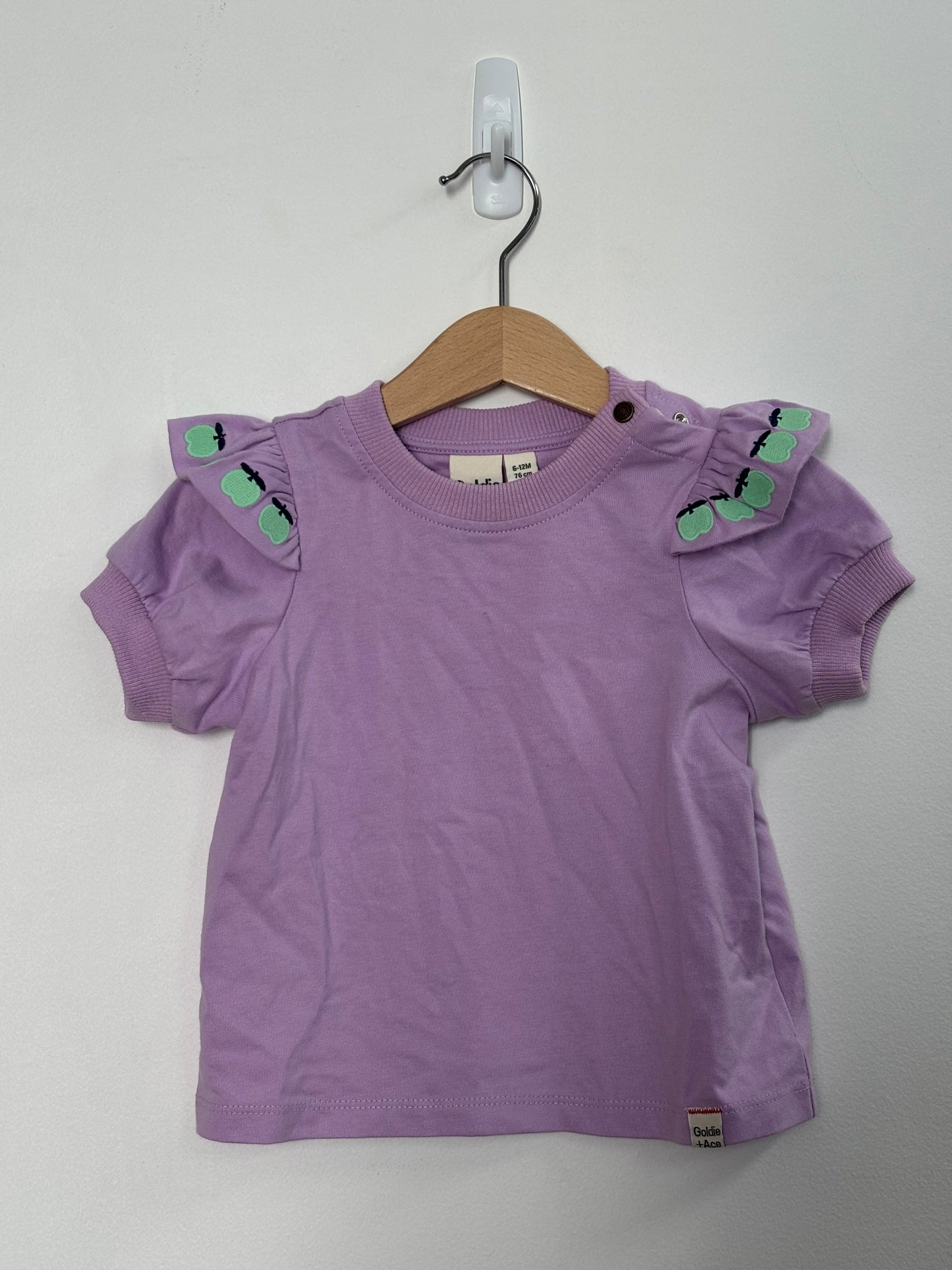 PUFF SLEEVE APPLE TOP PURPLE - 6-12M