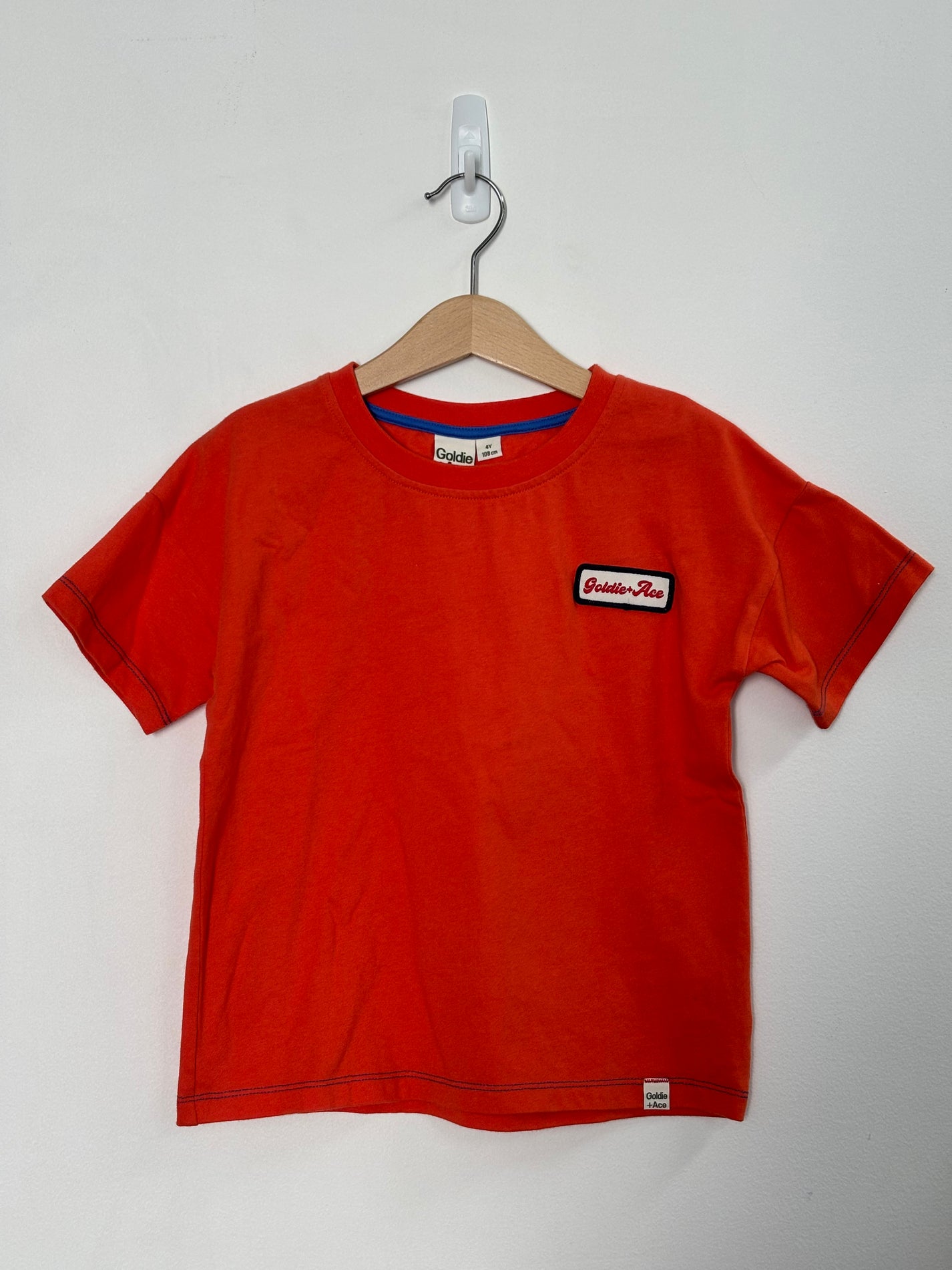 CONTRAST STITCH T-SHIRT RUST - 4Y