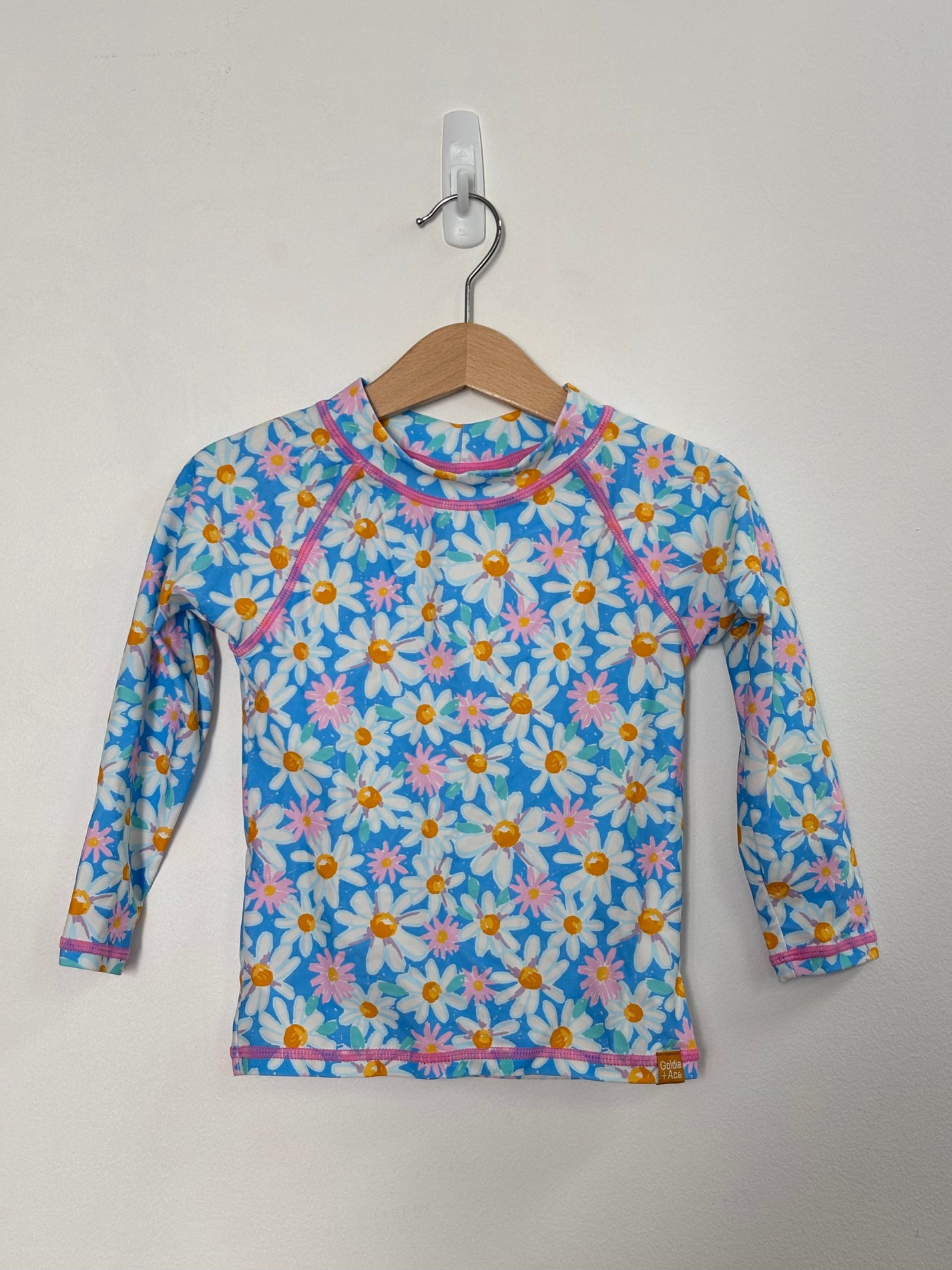 DAISY PRINT RASH VEST PINK/BLUE - 2Y
