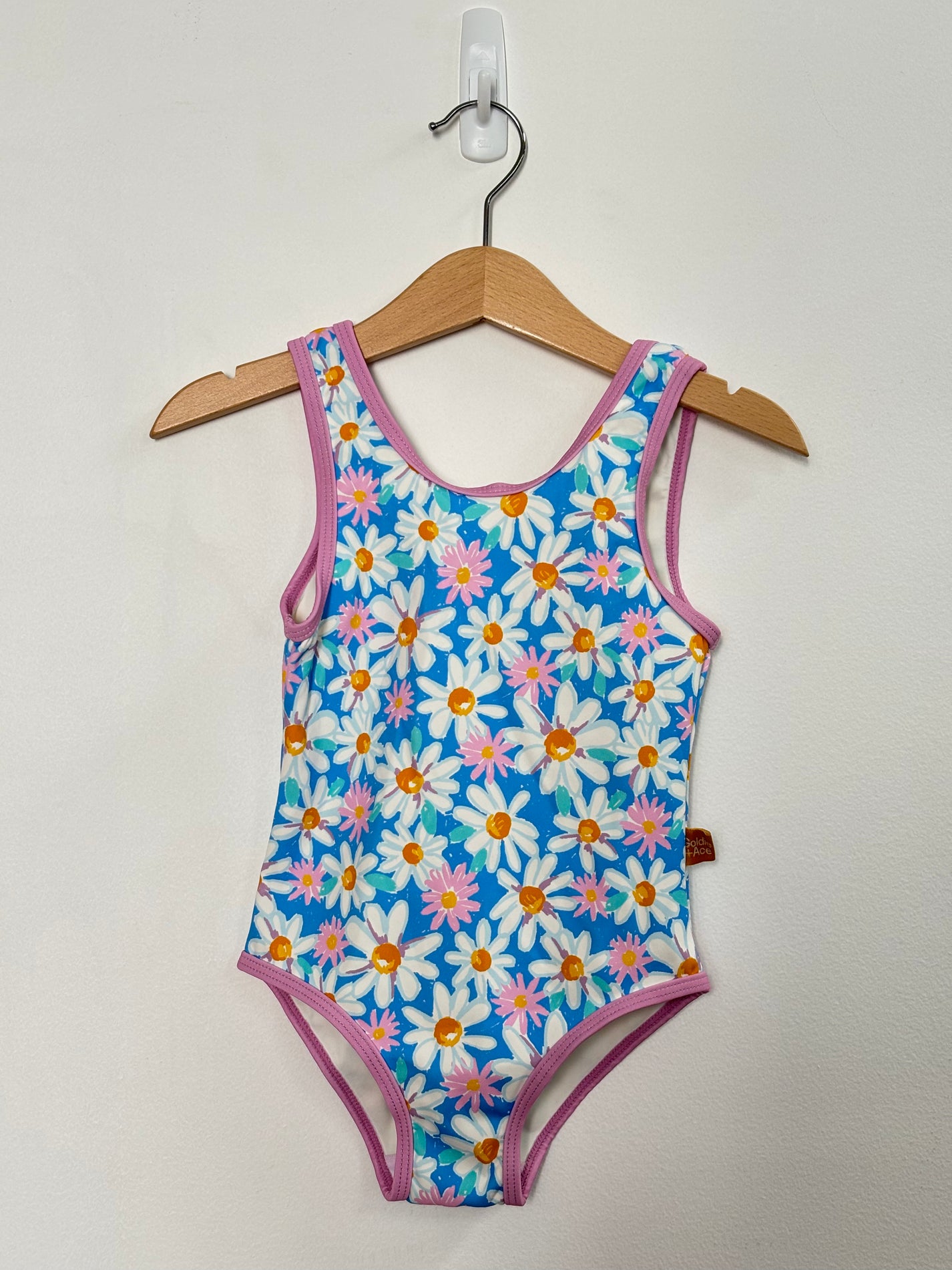 DAISY PRINT SCOOP BACK BATHERS PINK/BLUE - 2Y