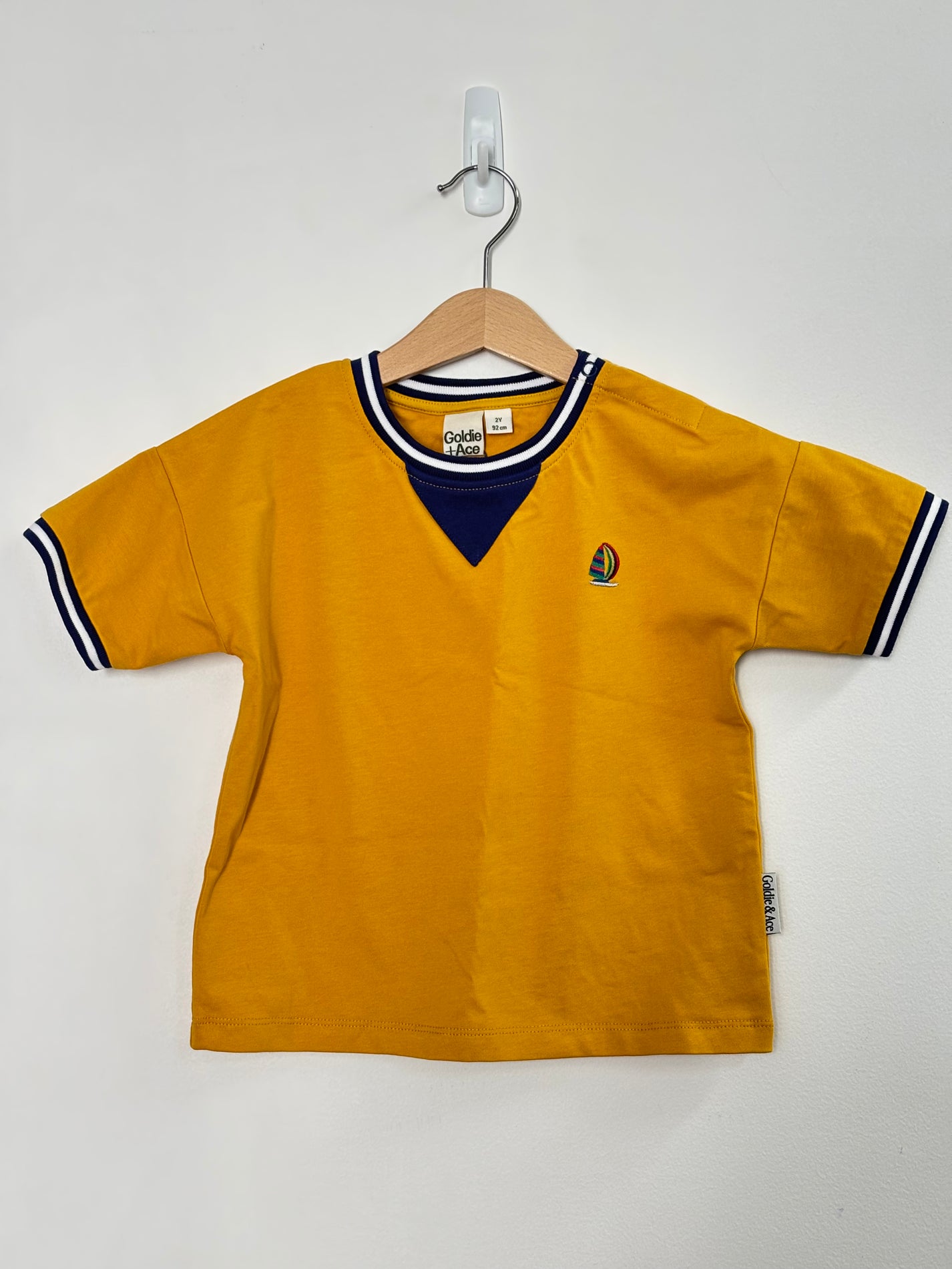 BOAT T-SHIRT MUSTARD/NAVY - 2Y