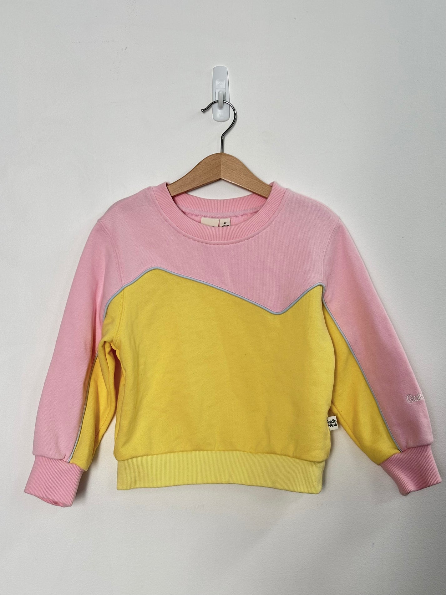 ZIG ZAG SWEATER PALE PINK/YELLOW - 4Y