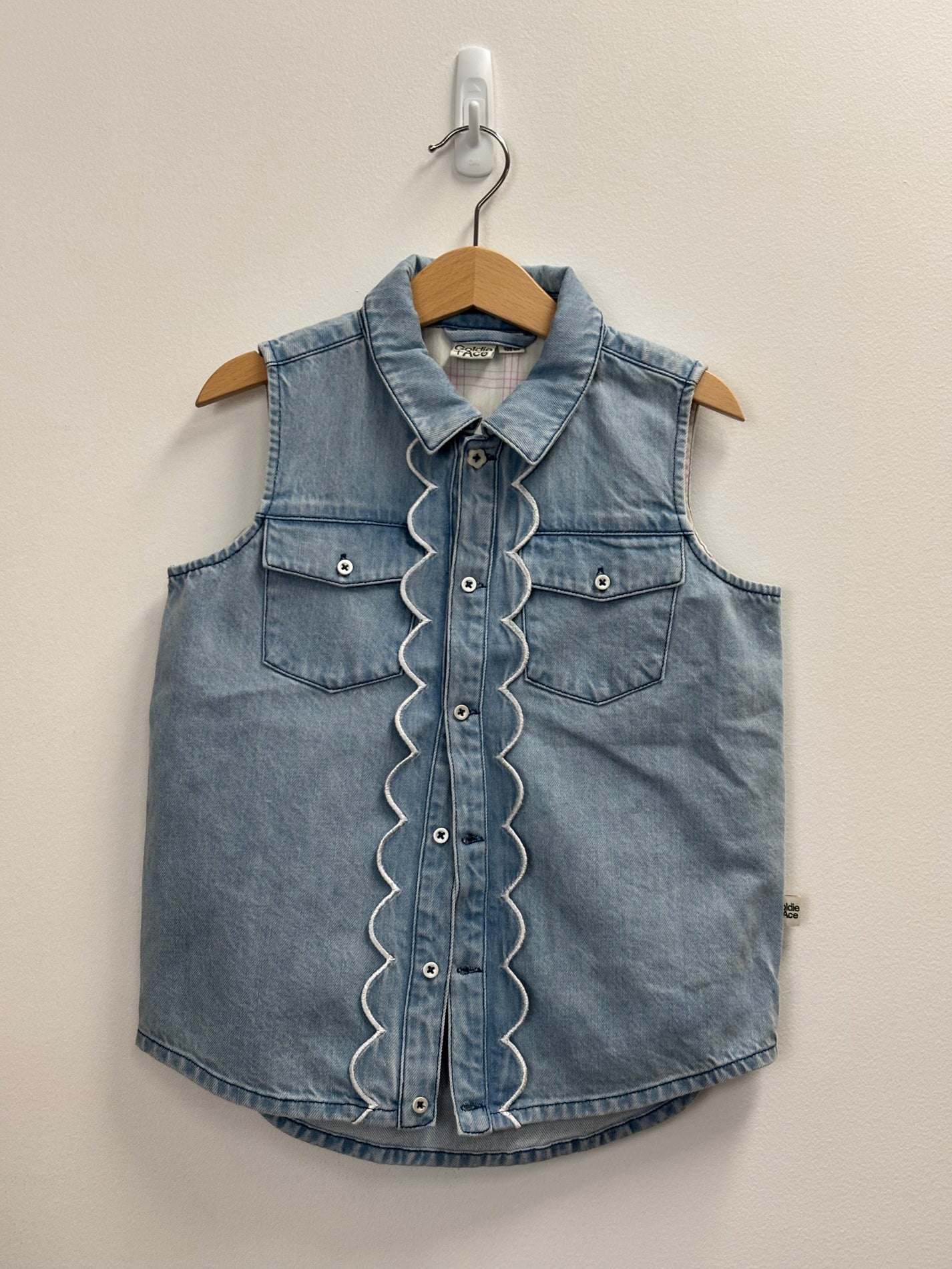 SCALLOP EDGE VEST BLUE - 4Y