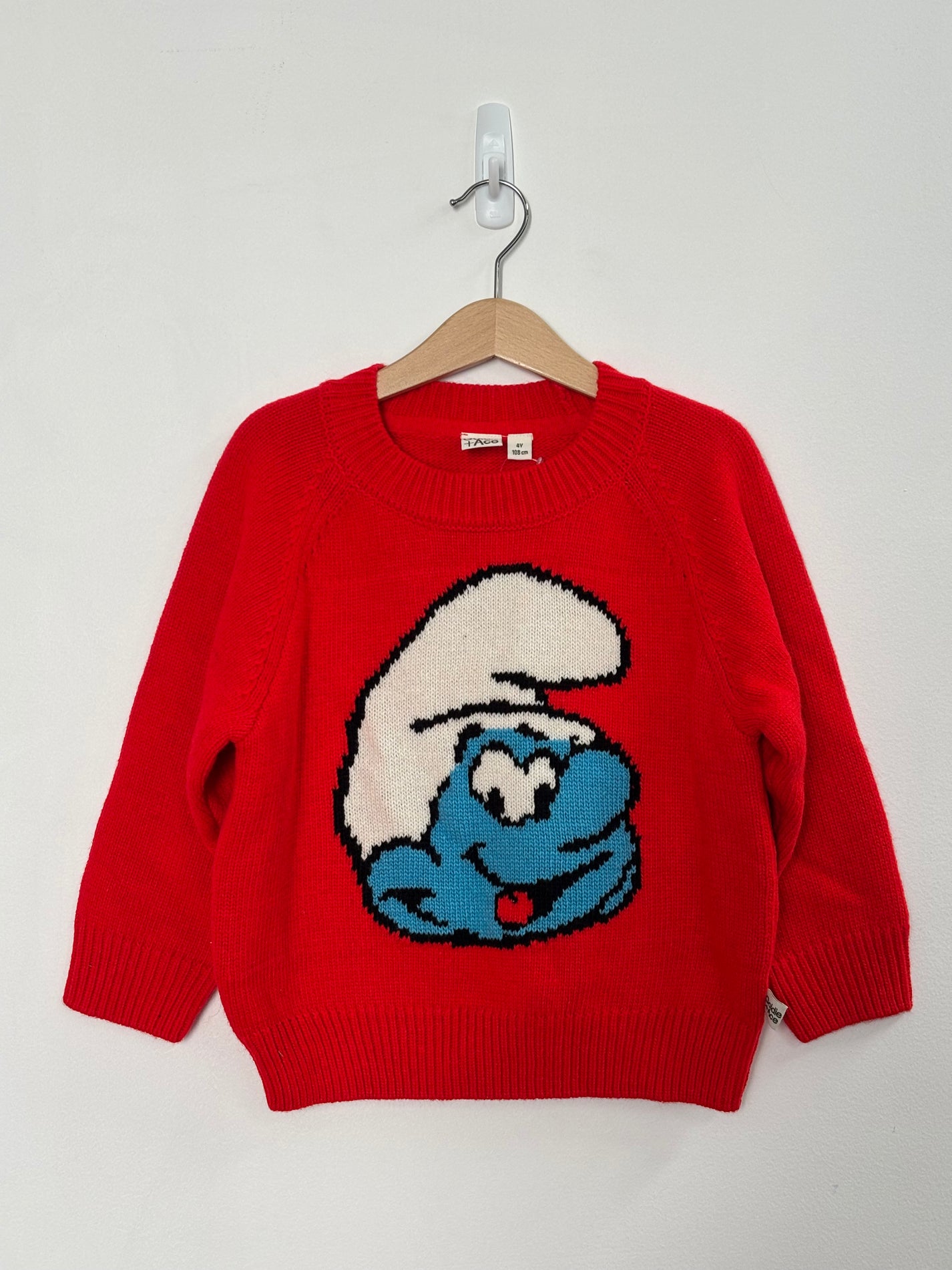 SMURFS KNIT BRIGHT RED - 4Y