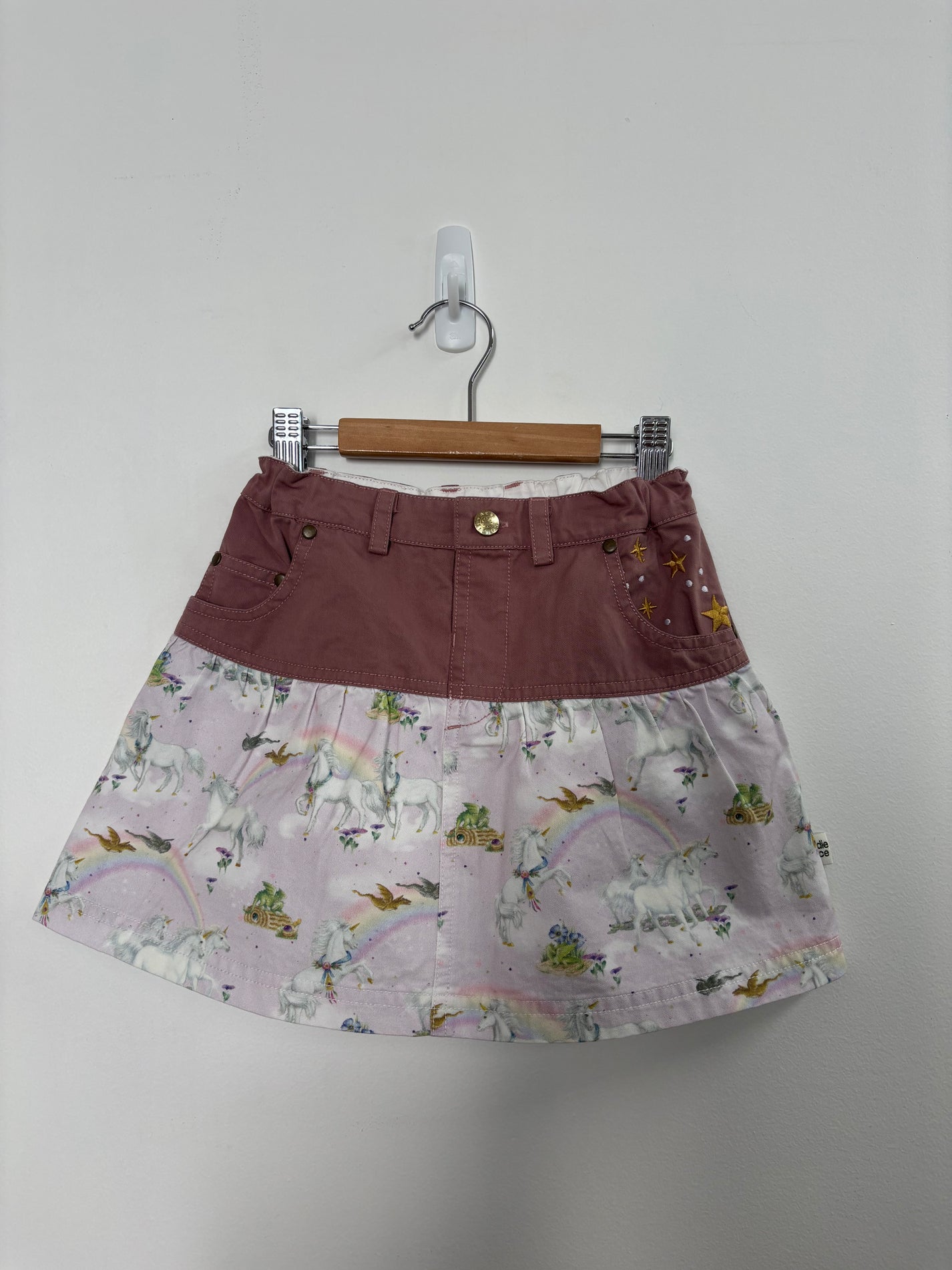 SHIRLEY BARBER UNICORN SKIRT DUSTY PINK - 4Y