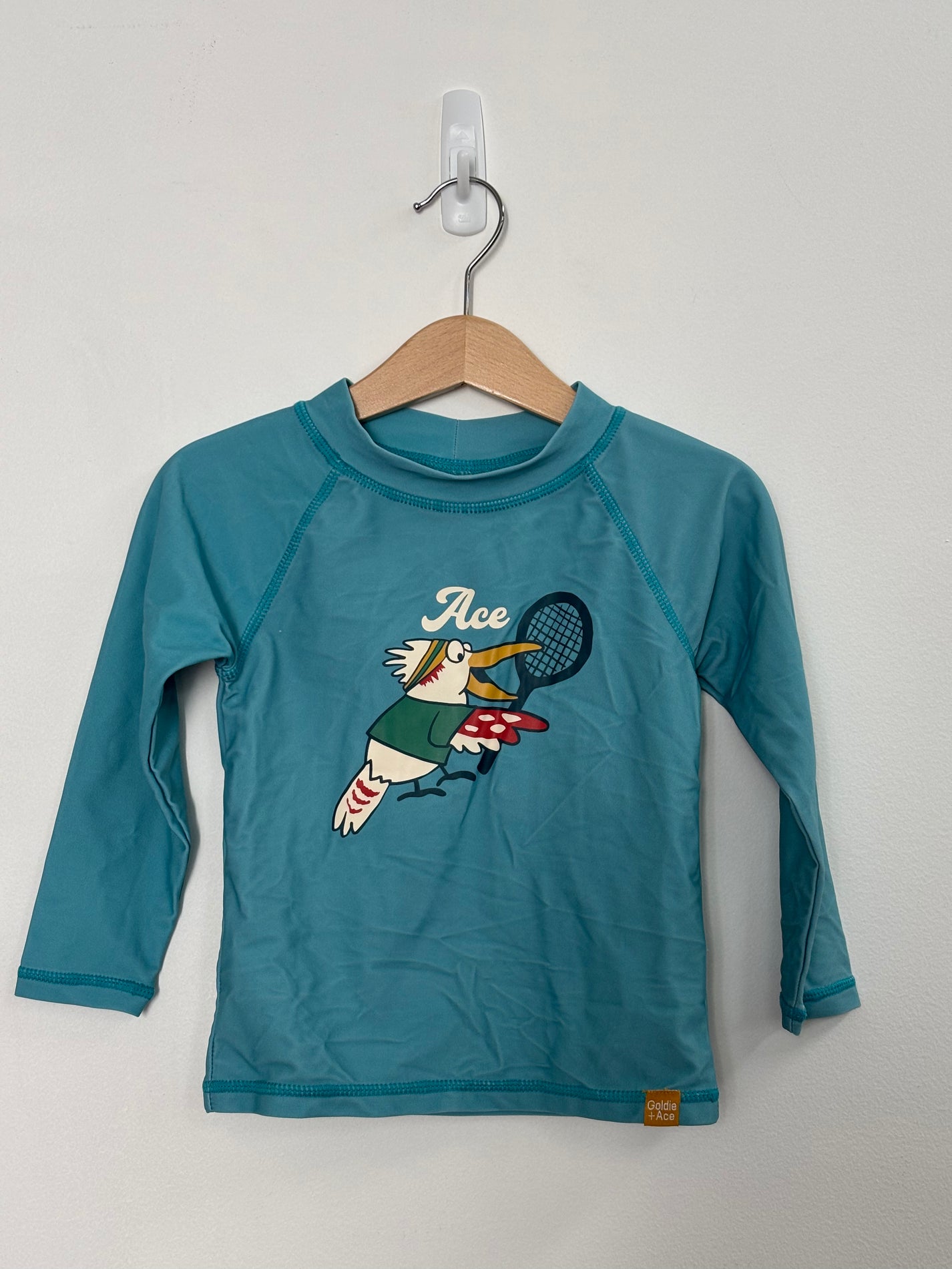TENNIS ACE RASH VEST TEAL - 2Y