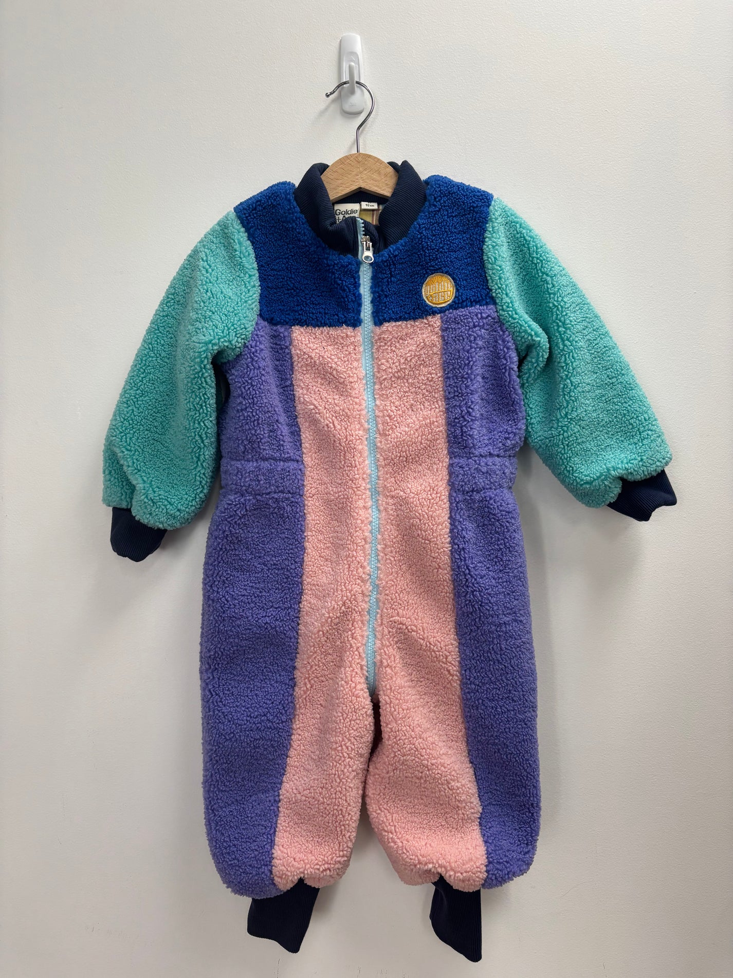 SHERPA ROMPER SUIT W BLUE ZIP - 2Y