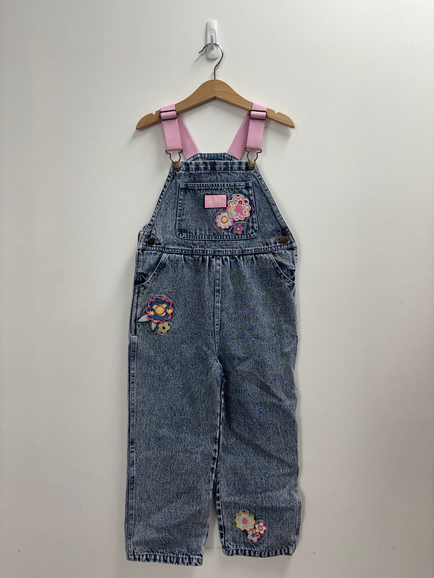 FLOWER PATCH AUSTIN OVERALLS LIGHT PINK STRAP - 4Y