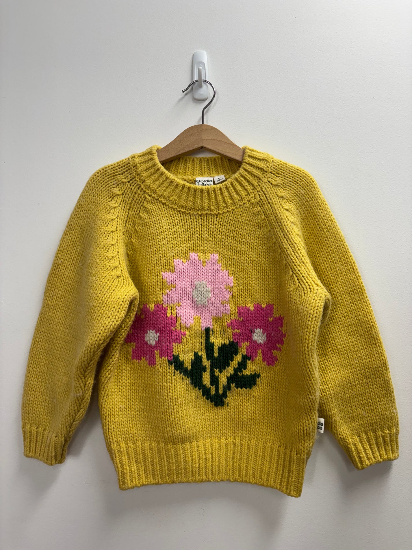FLOWER KNIT JUMPER YELLOW - 4Y