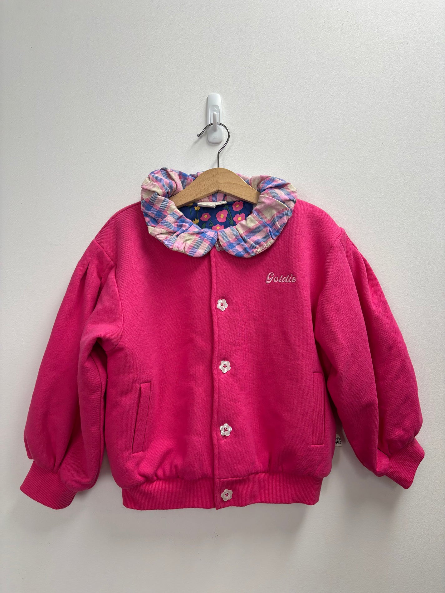 FLOWER JACKET HOT PINK (SHERPA BODY INSIDE) - 4Y